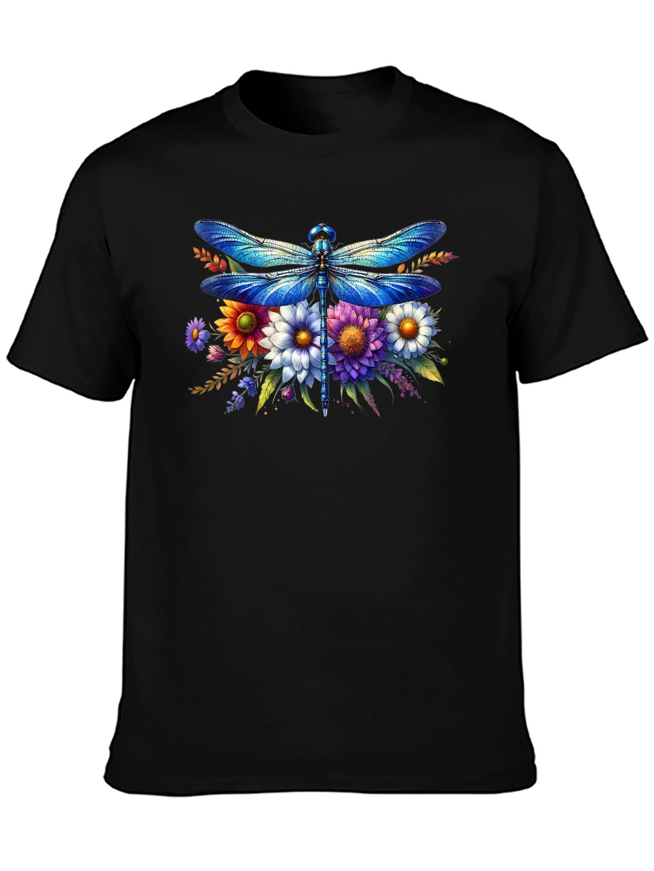 Black Dragonfly Floral Graphic Tee - Stylish Comfort view 3