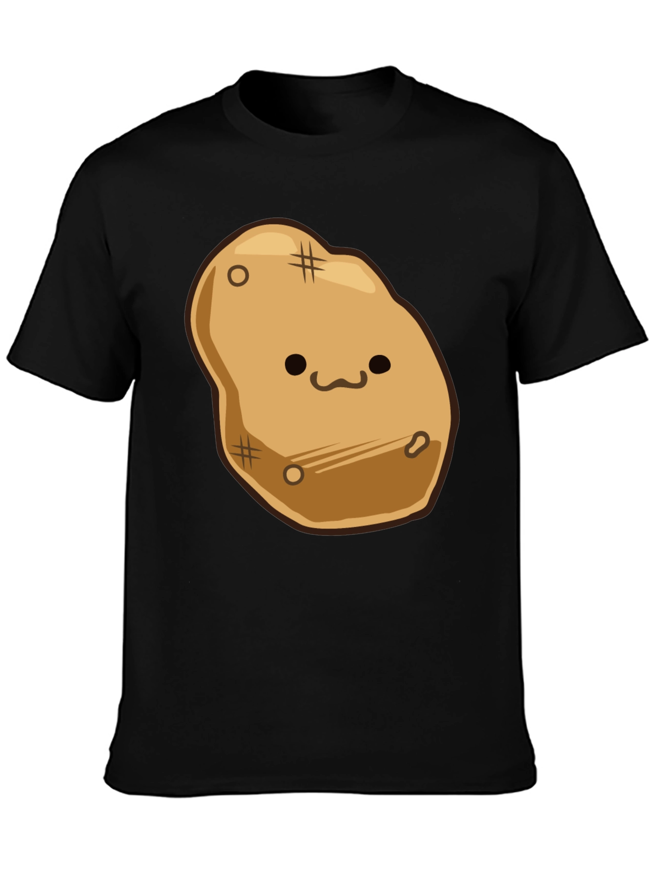 Black Cute Potato Graphic Print Black T-Shirt view 3