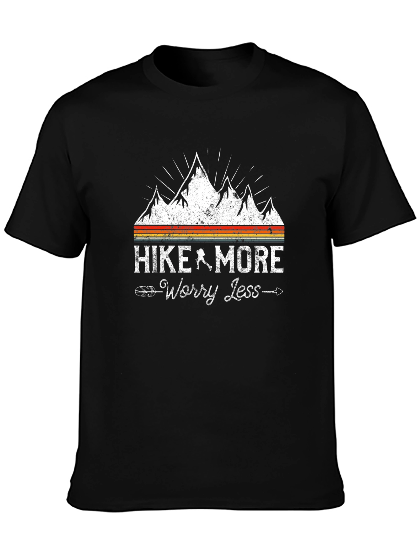 Black Hike More Worry Less T-Shirt - Adventure Tee view 3