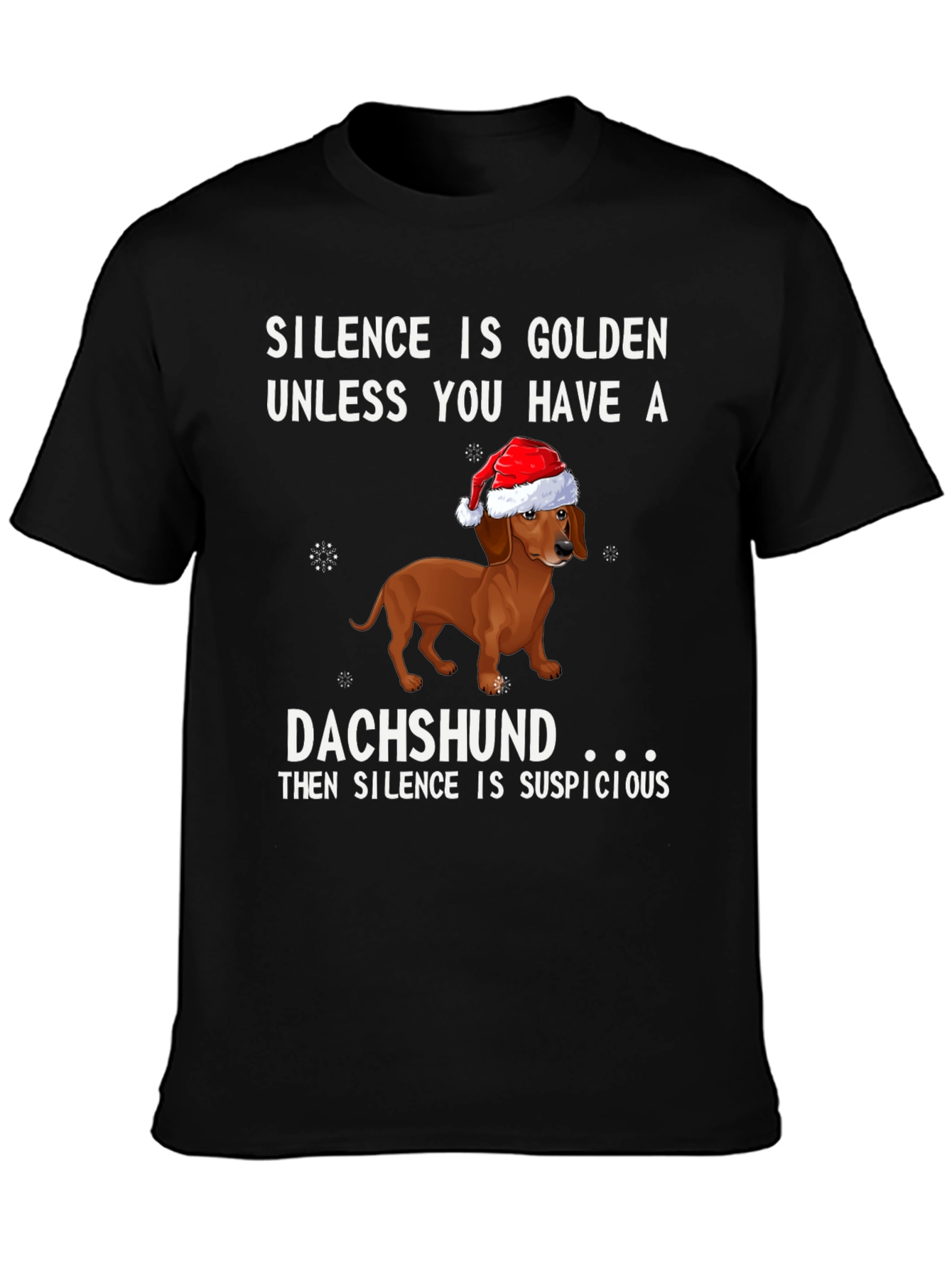 Black Dachshund Christmas T-Shirt - Silence is Suspicious! view 3