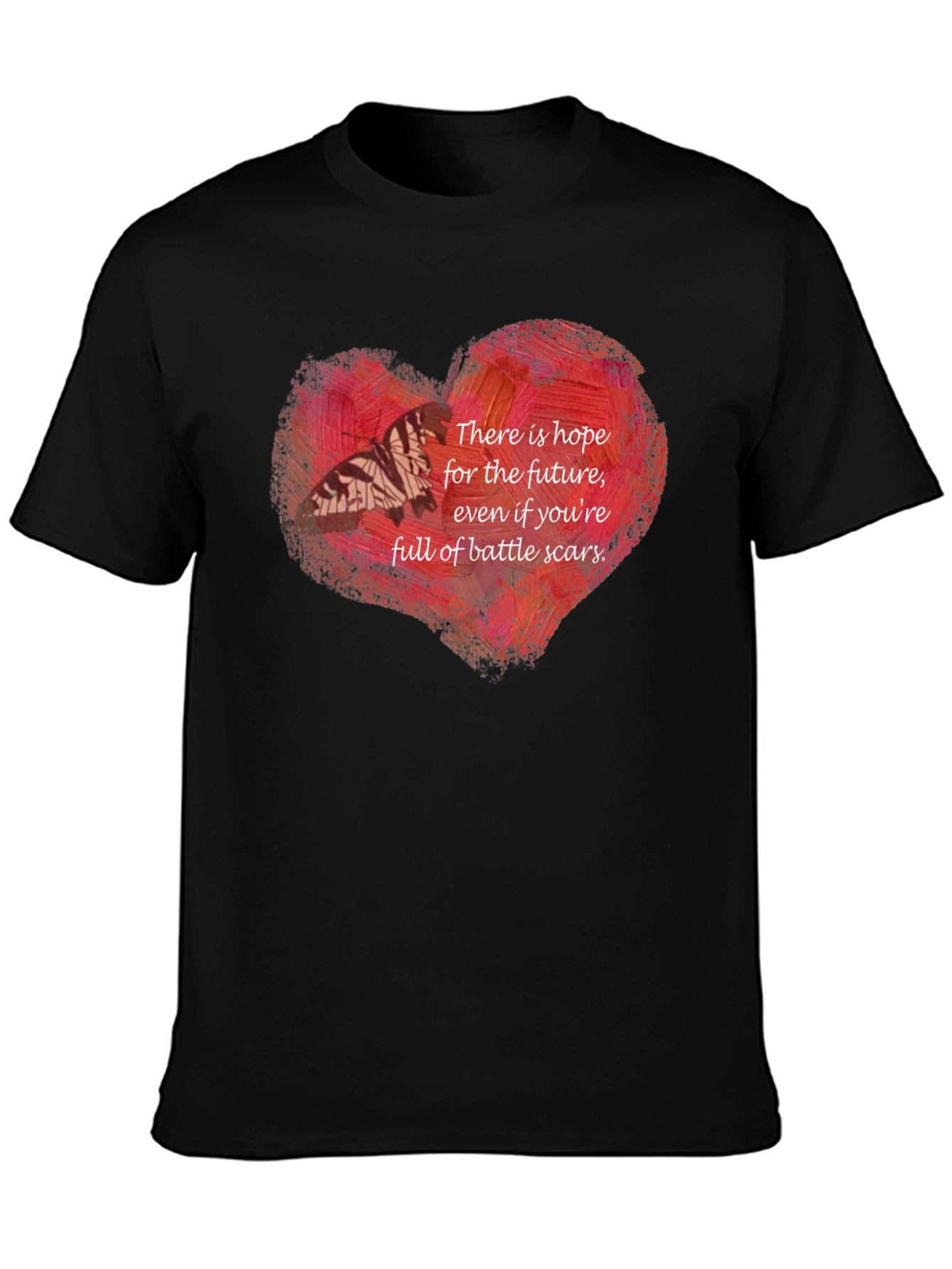 Black Hopeful Heart Battle Scars T-Shirt view 3