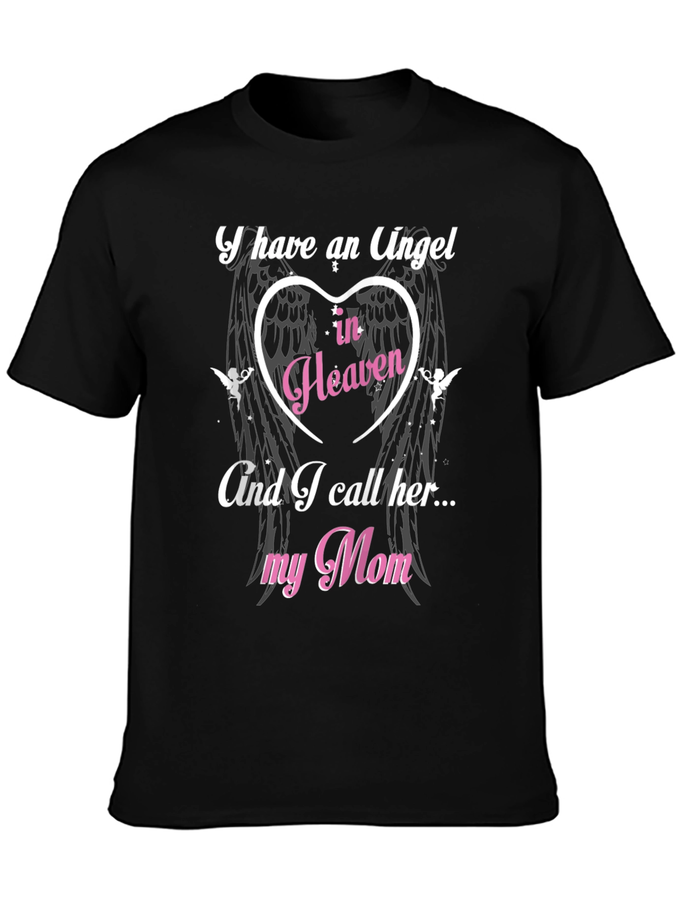 Black Angel in Heaven Mom T-Shirt - Memorial view 3