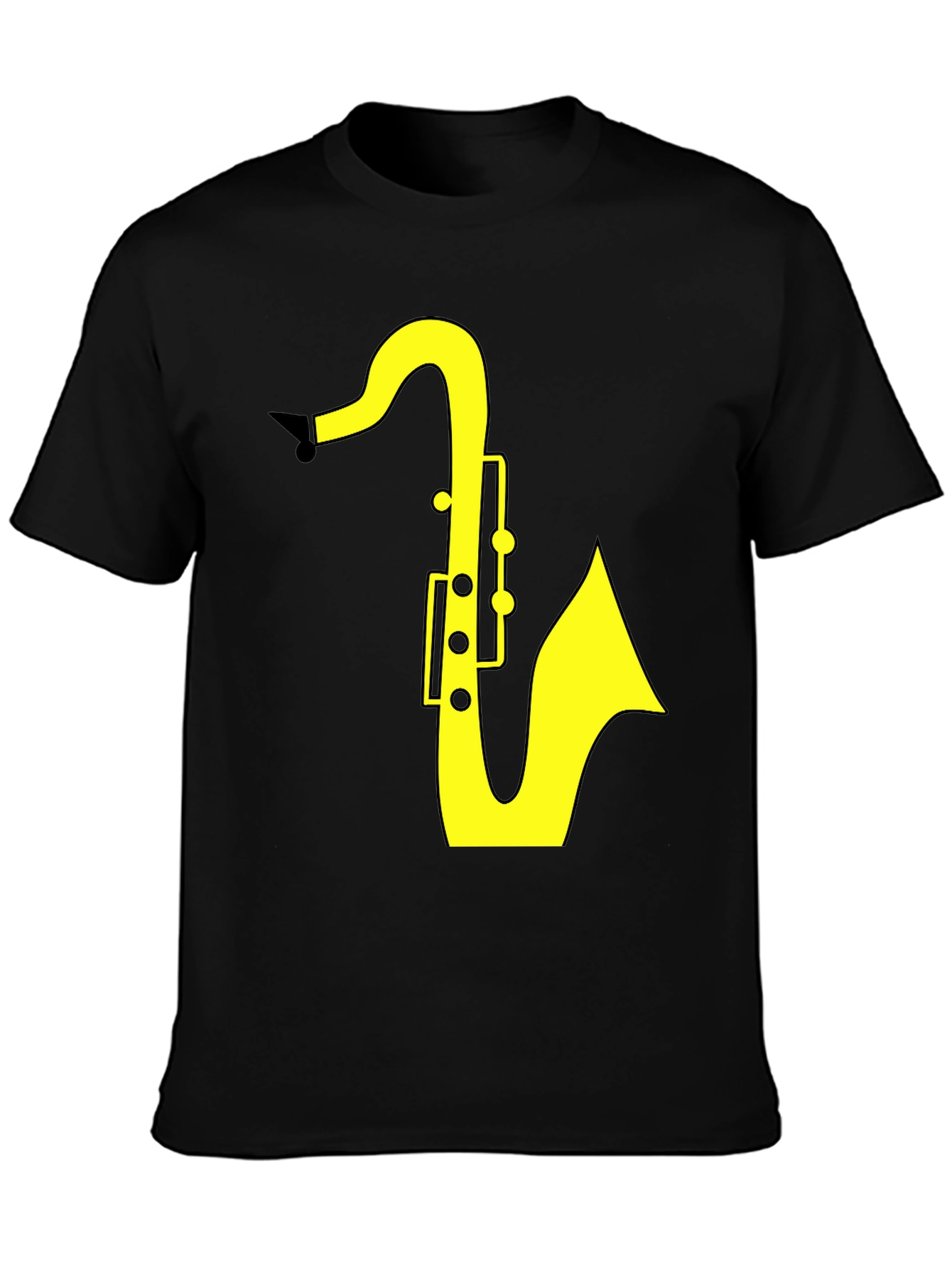 Black Saxophone Graphic Tee - Black Cotton T-Shirt view 3