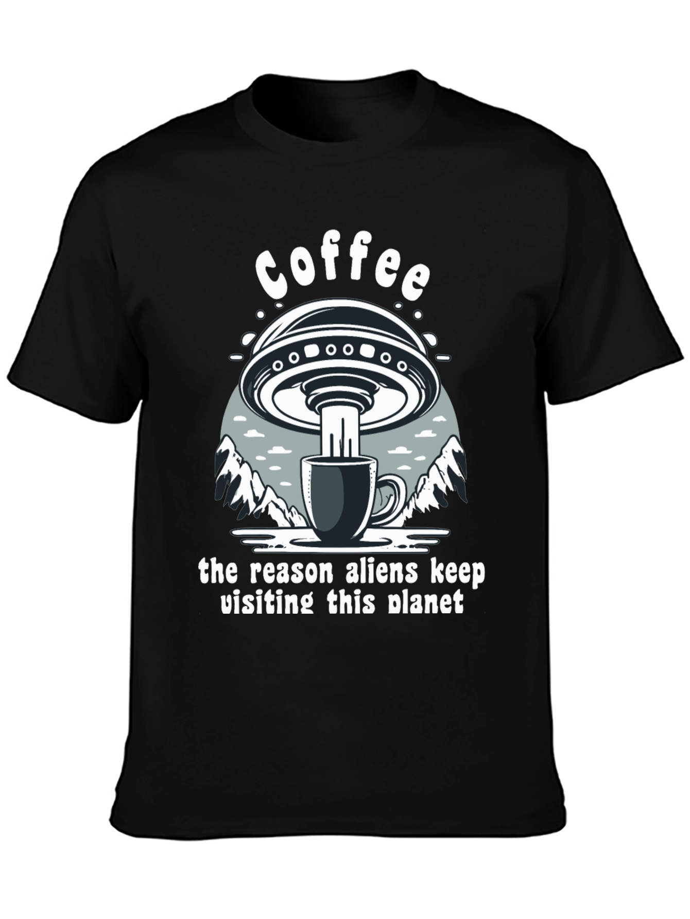 Black Coffee Alien Abduction T-Shirt view 3
