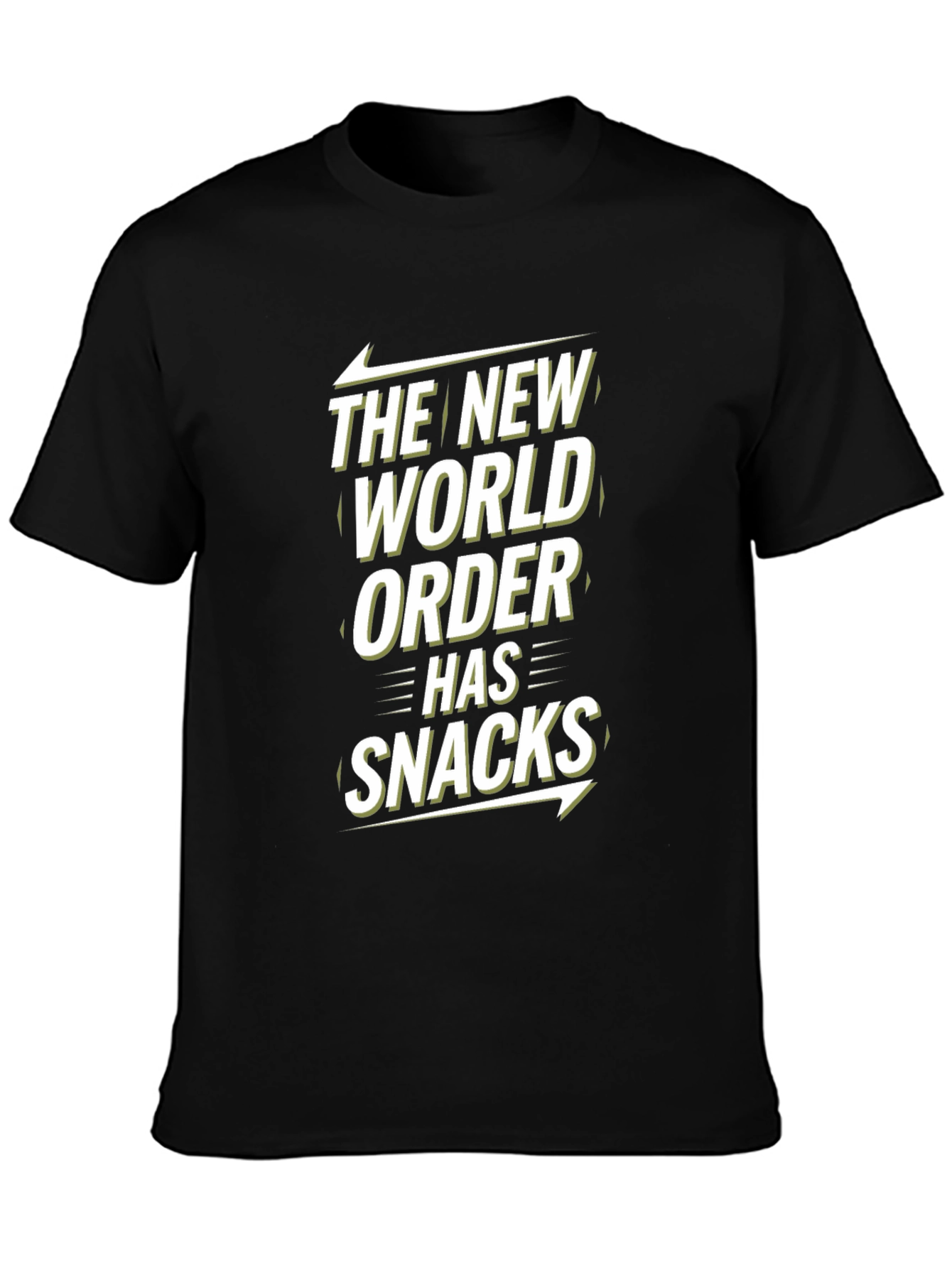 Black New World Order Snacks Tee - Funny Graphic T-Shirt view 3