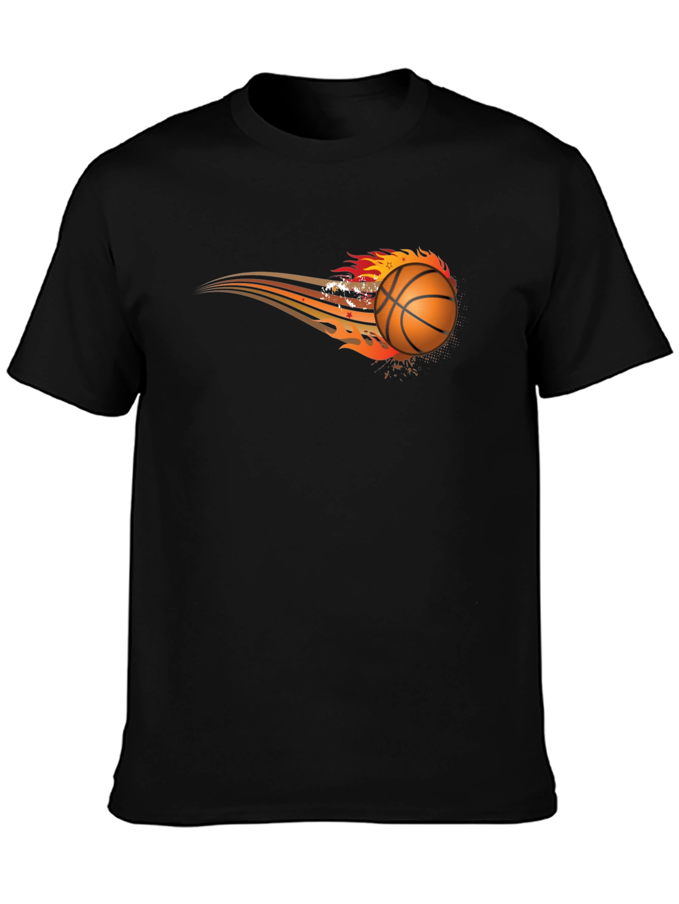 Black Flaming Basketball Graphic Tee - Black view 3