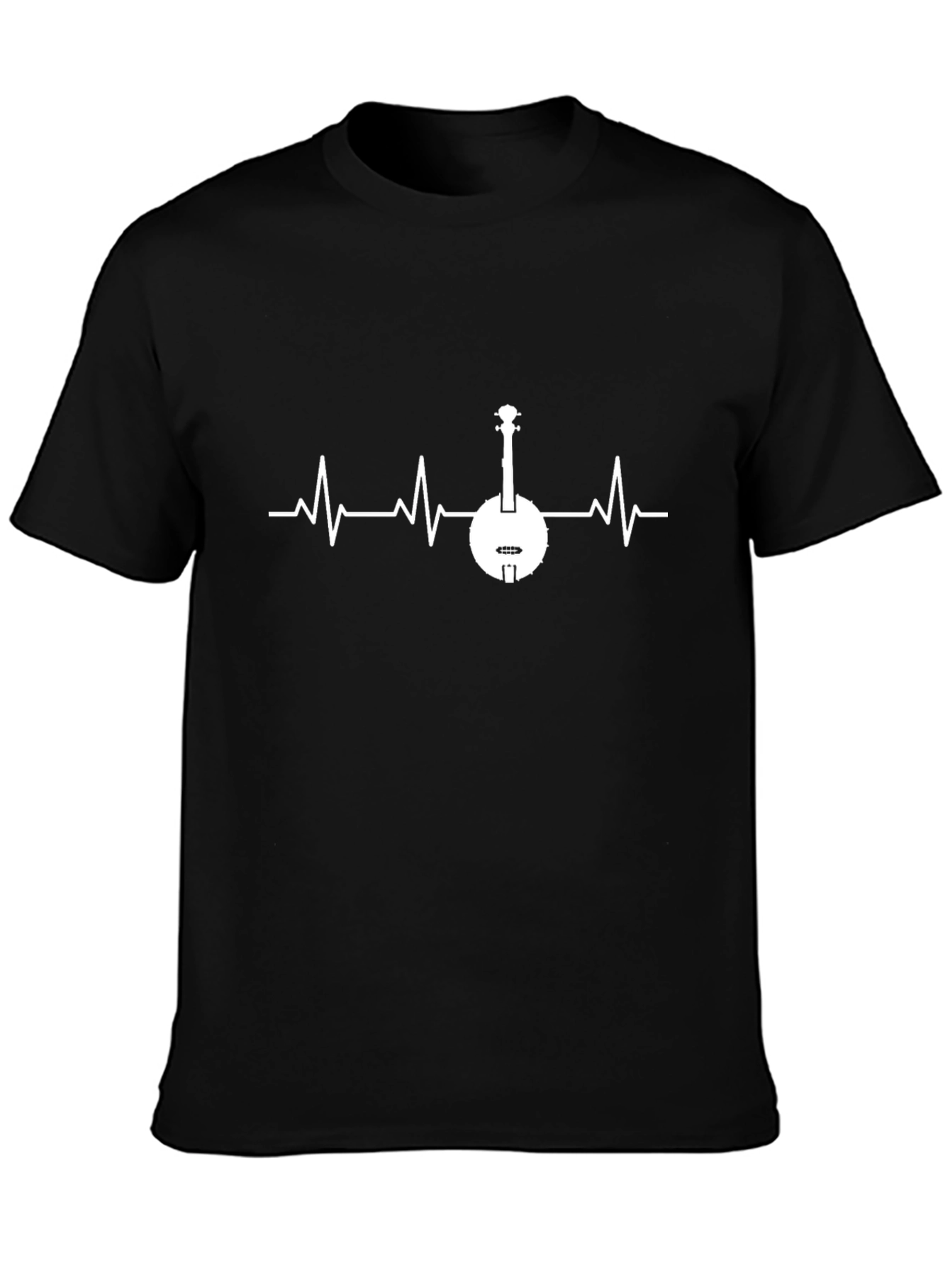 Black Banjo Heartbeat T-Shirt - Music Lover Tee view 3