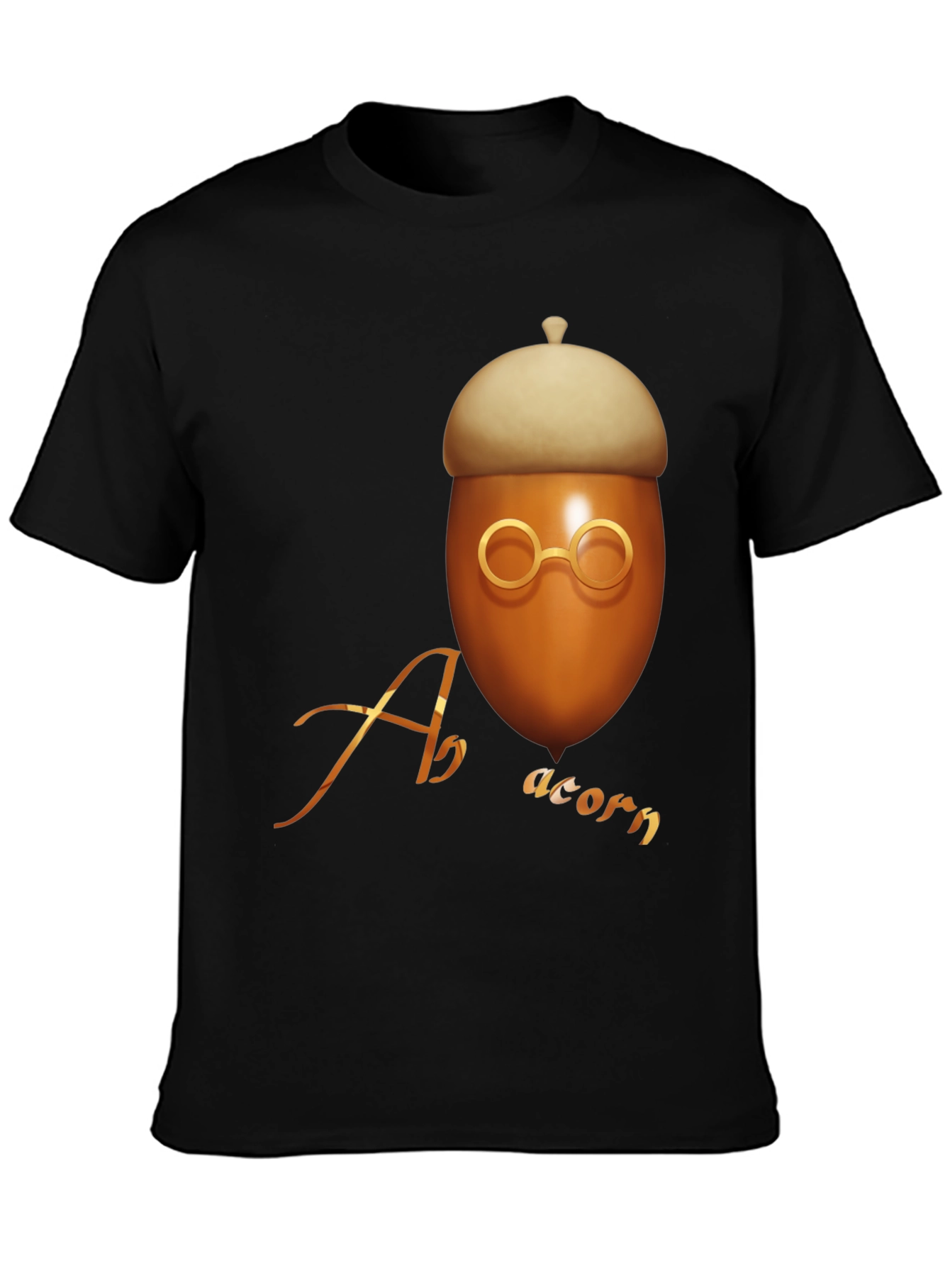 Black Acorn Graphic T-Shirt - Unique Design view 3