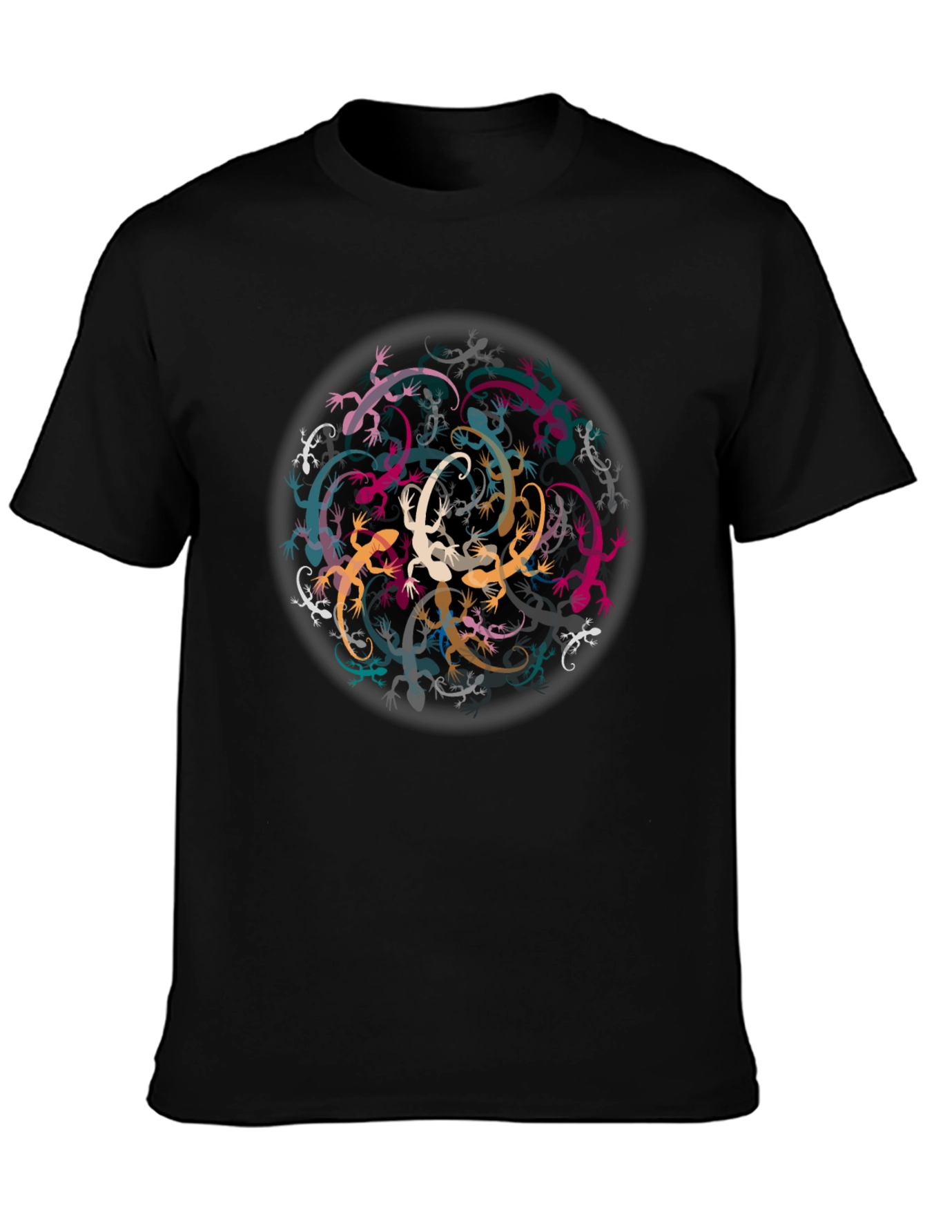 Black Lizard Mandala Black Tee - Unique Graphic T-Shirt view 3