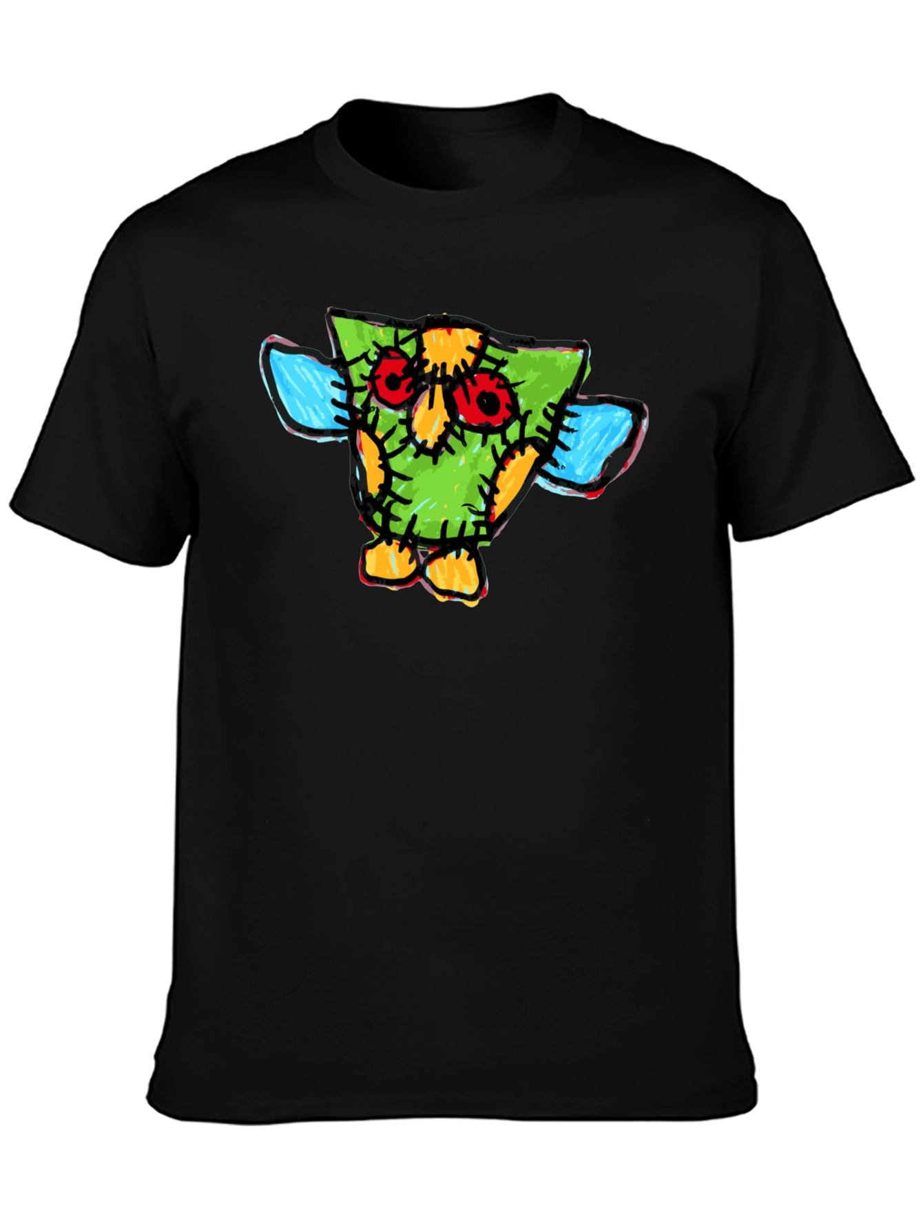 Black Funky Cartoon Owl T-Shirt view 3