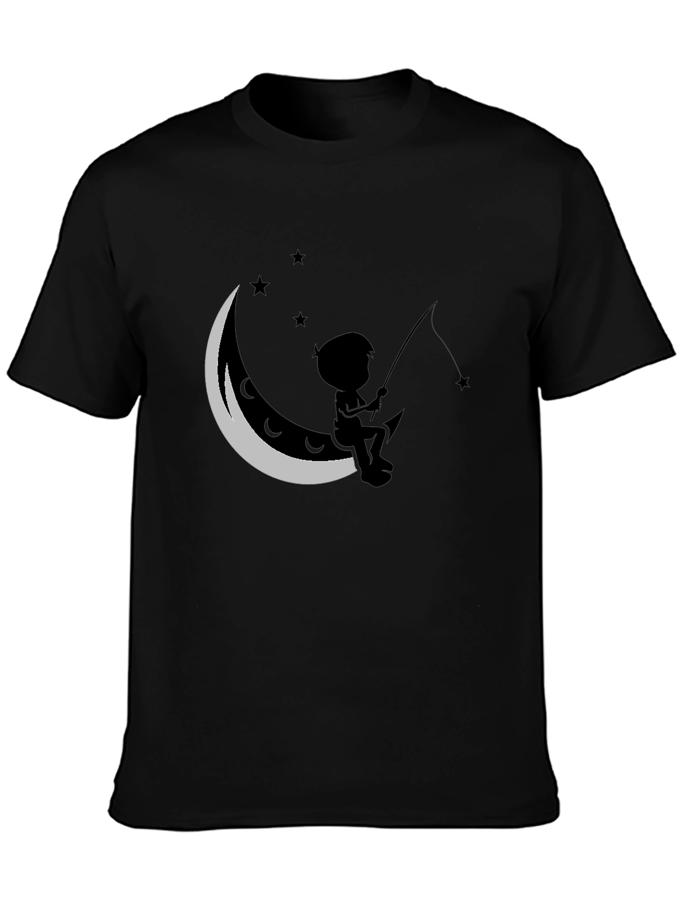 Black Boy Fishing on the Moon T-Shirt view 3