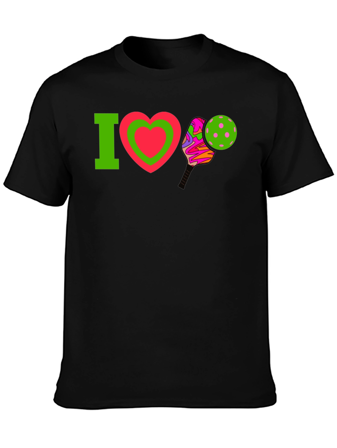 Black I Love Pickleball T-Shirt view 3