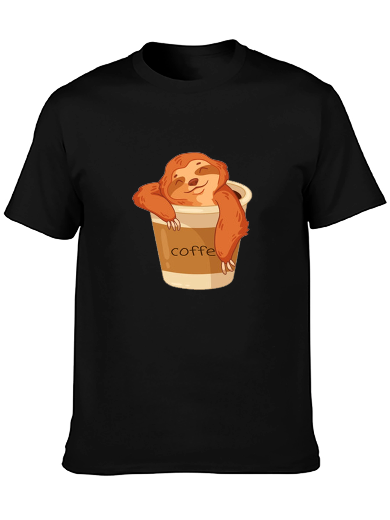 Black Sloth Coffee T-Shirt - Relaxed & Cute view 3