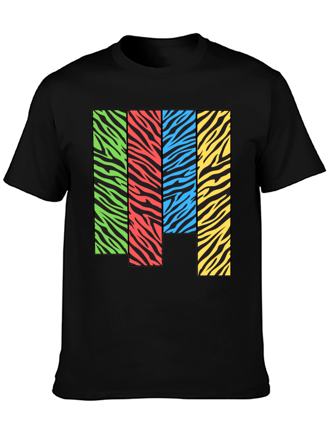 Black Zebra Stripe Color Block Graphic Tee view 3