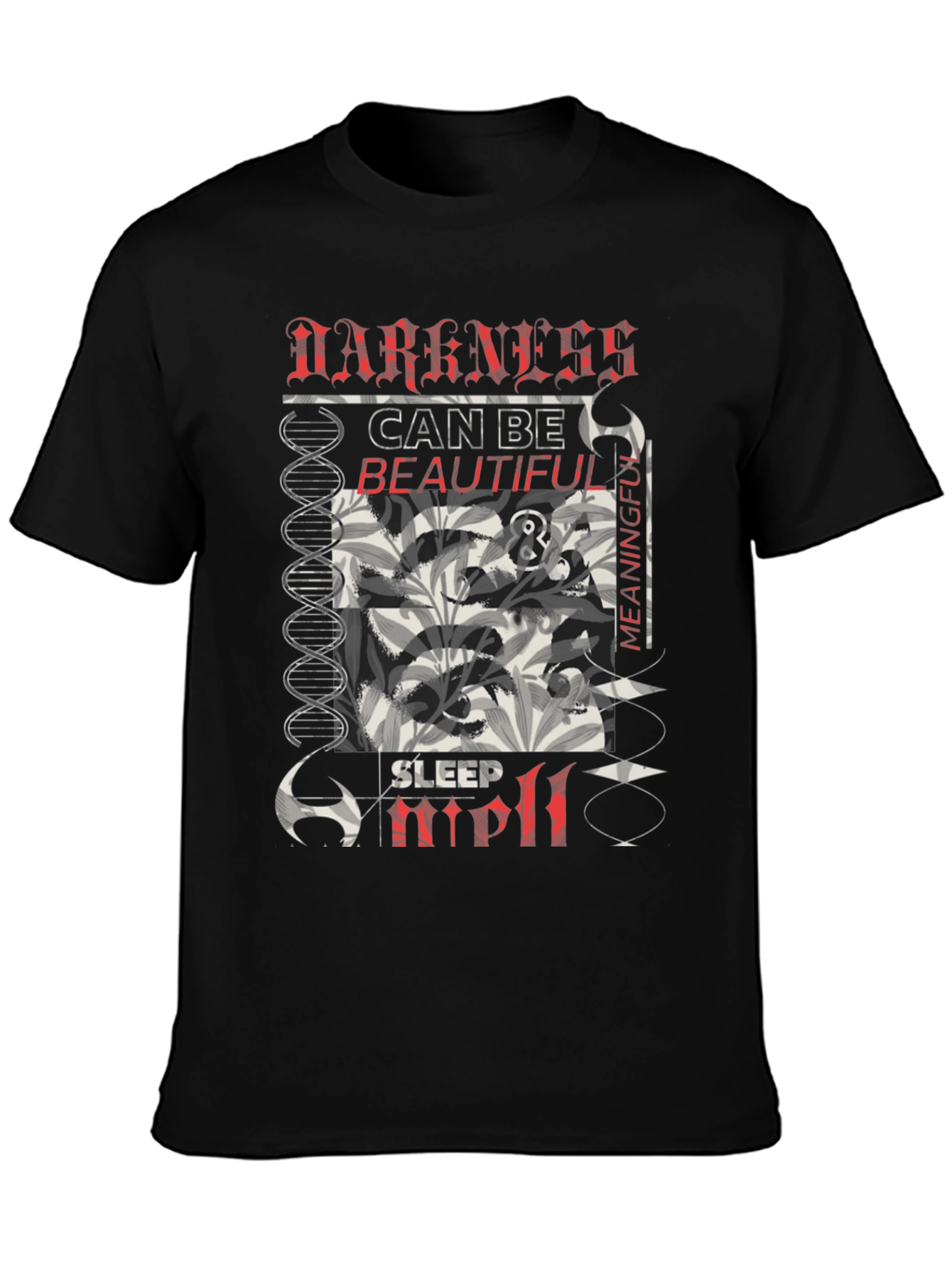 Black Darkness Sleep Graphic Black T-Shirt view 3
