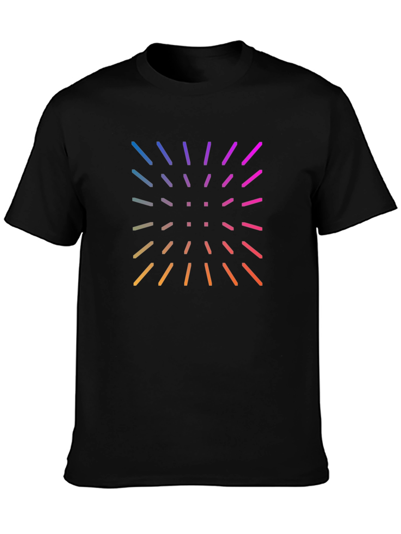Black Men's Black Tee with Retro Color Burst Design view 3