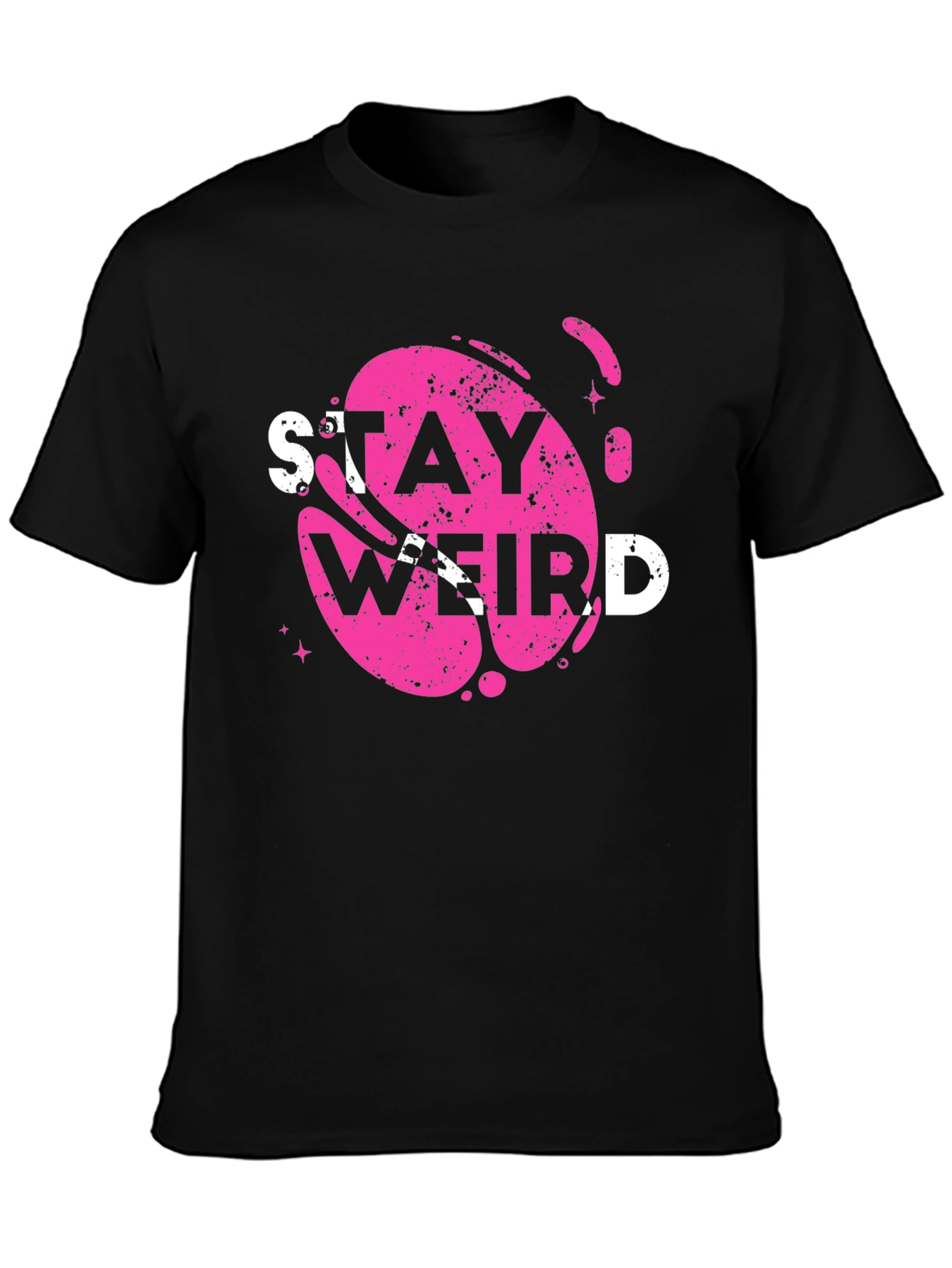 Black Stay Weird Graphic Tee - Trendy Casual Top view 3