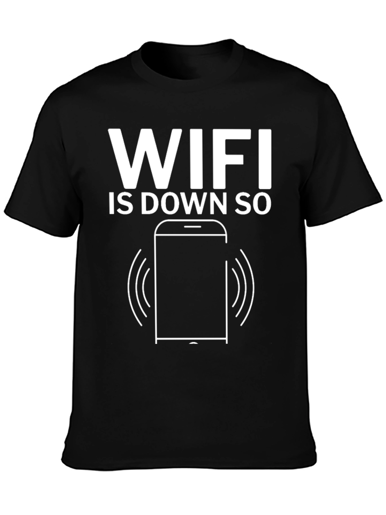 Black Wifi Down T-Shirt - Funny Internet Humor Tee view 3