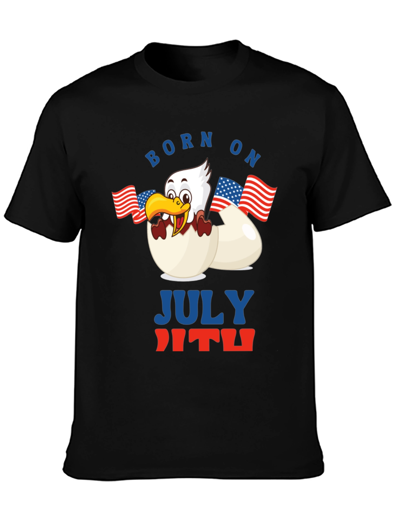 Black Born on July 4th T-Shirt view 3