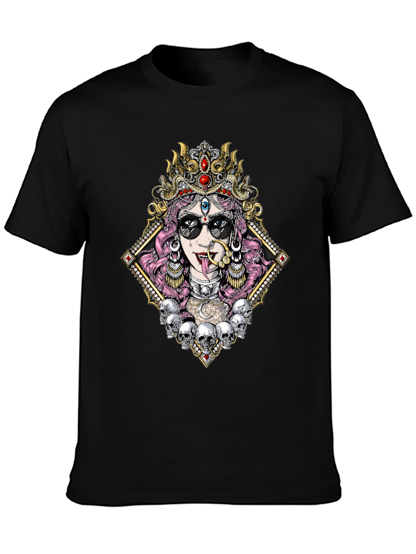 Black Kali T-Shirt with Skull Design view 3