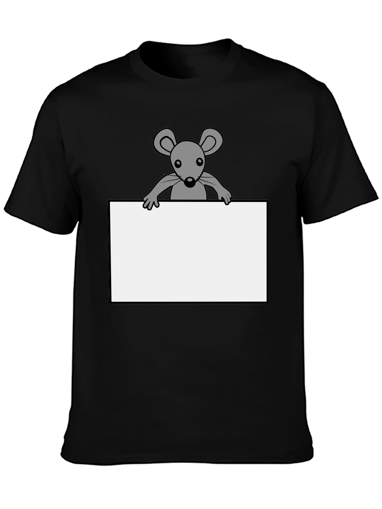 Black Cute Mouse Graphic Tee - Black Cotton T-Shirt view 3