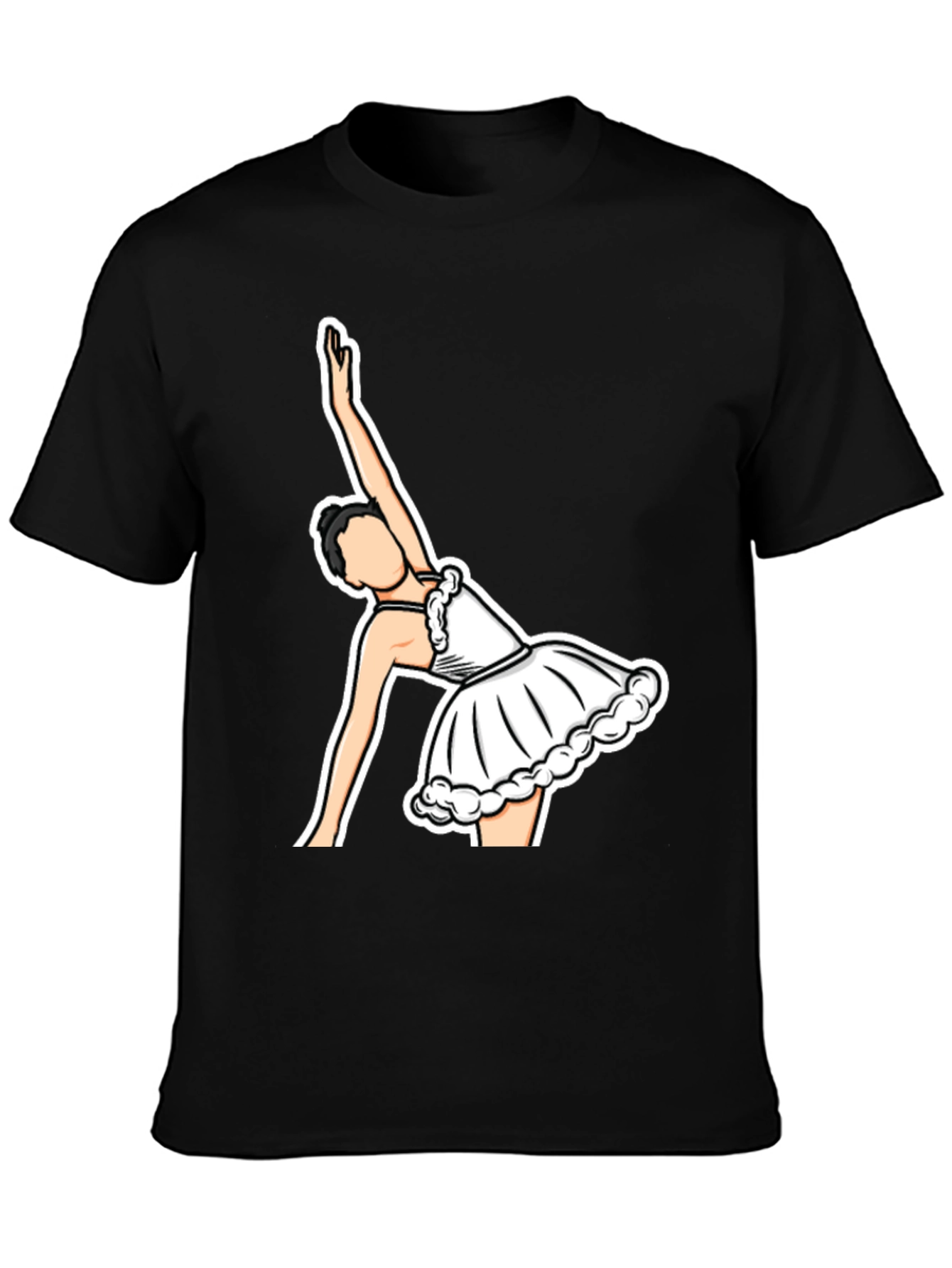 Black Ballerina Graphic T-Shirt - Black Cotton Tee view 3