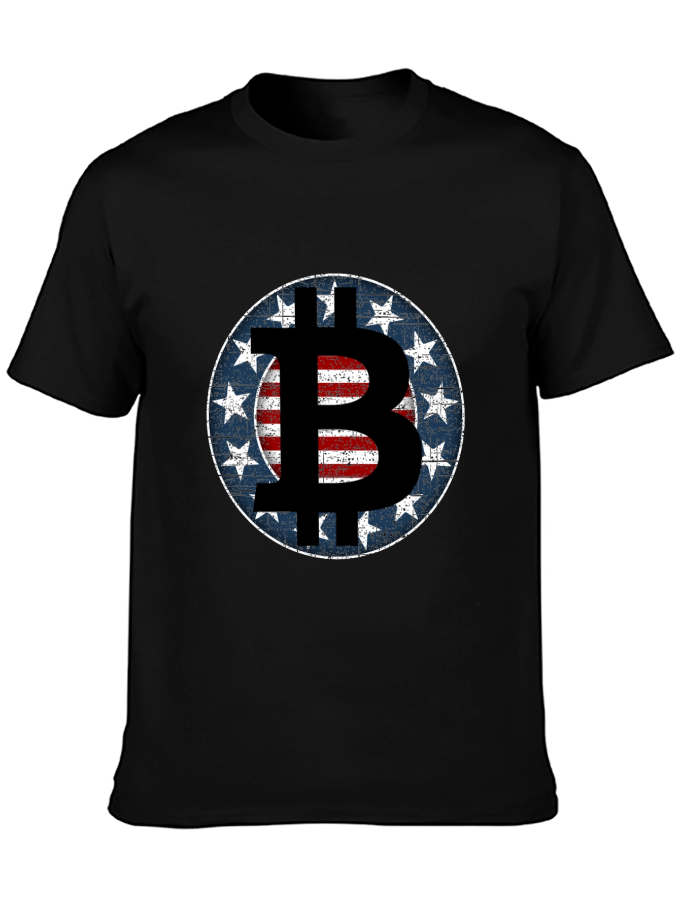 Black Bitcoin USA Flag T-Shirt - Crypto Fashion view 3