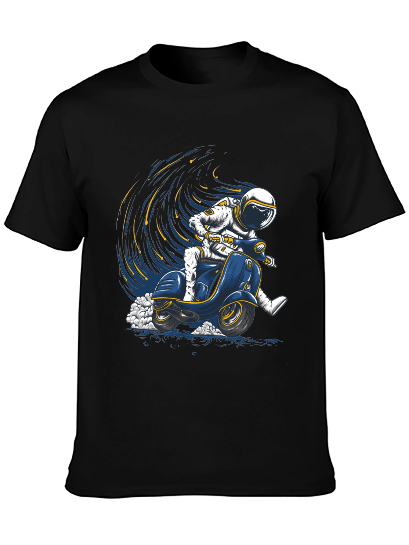 Black Astronaut Scooter Graphic Tee - Space Rider T-Shirt view 3