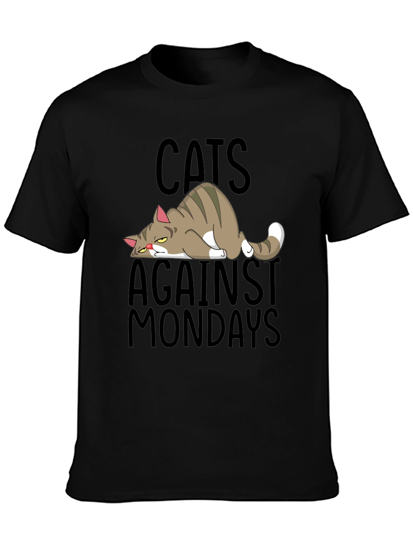 Black Cats Against Mondays Funny Graphic T-Shirt view 3