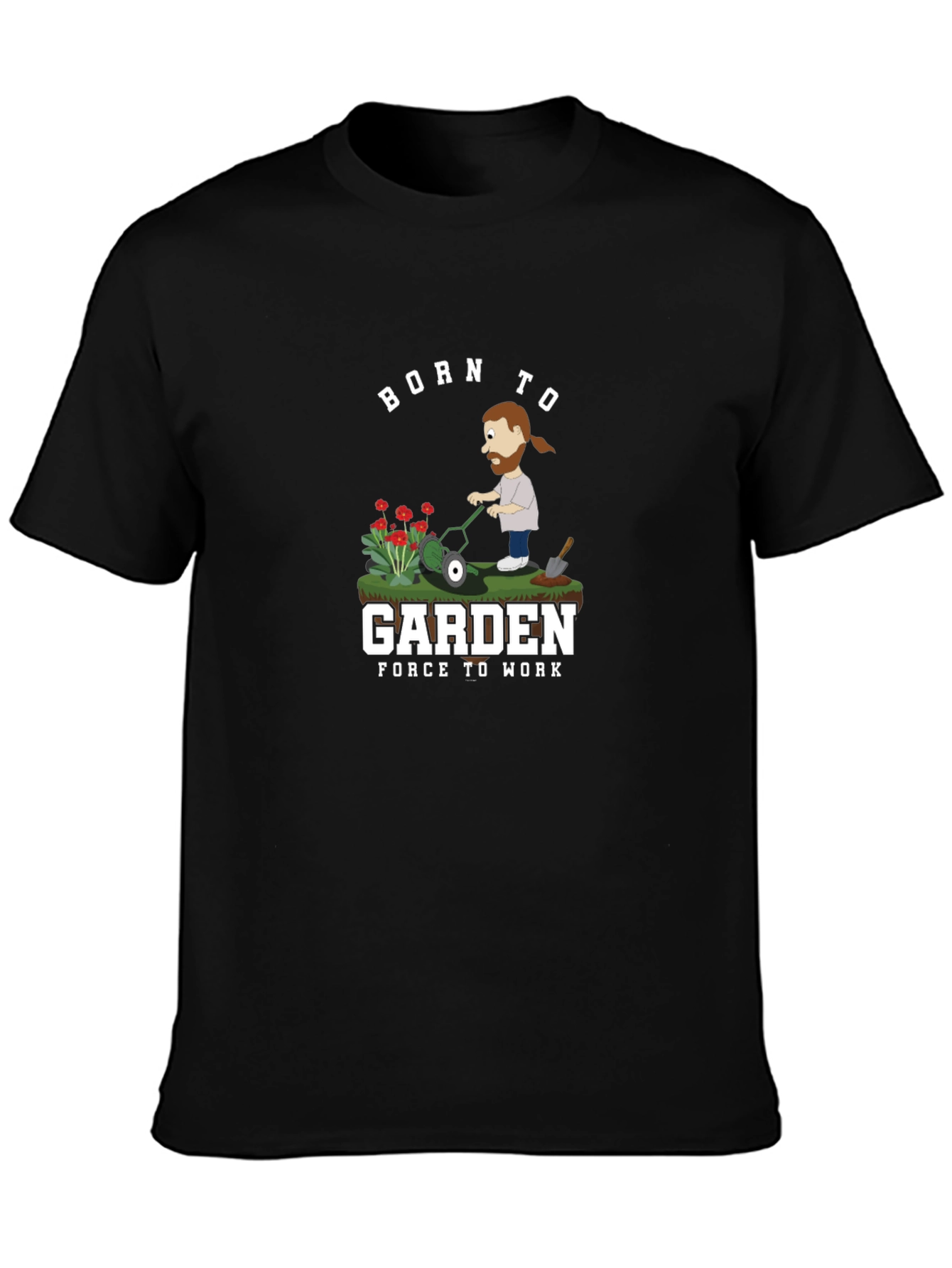 Black Born to Garden Men's Black T-Shirt view 3