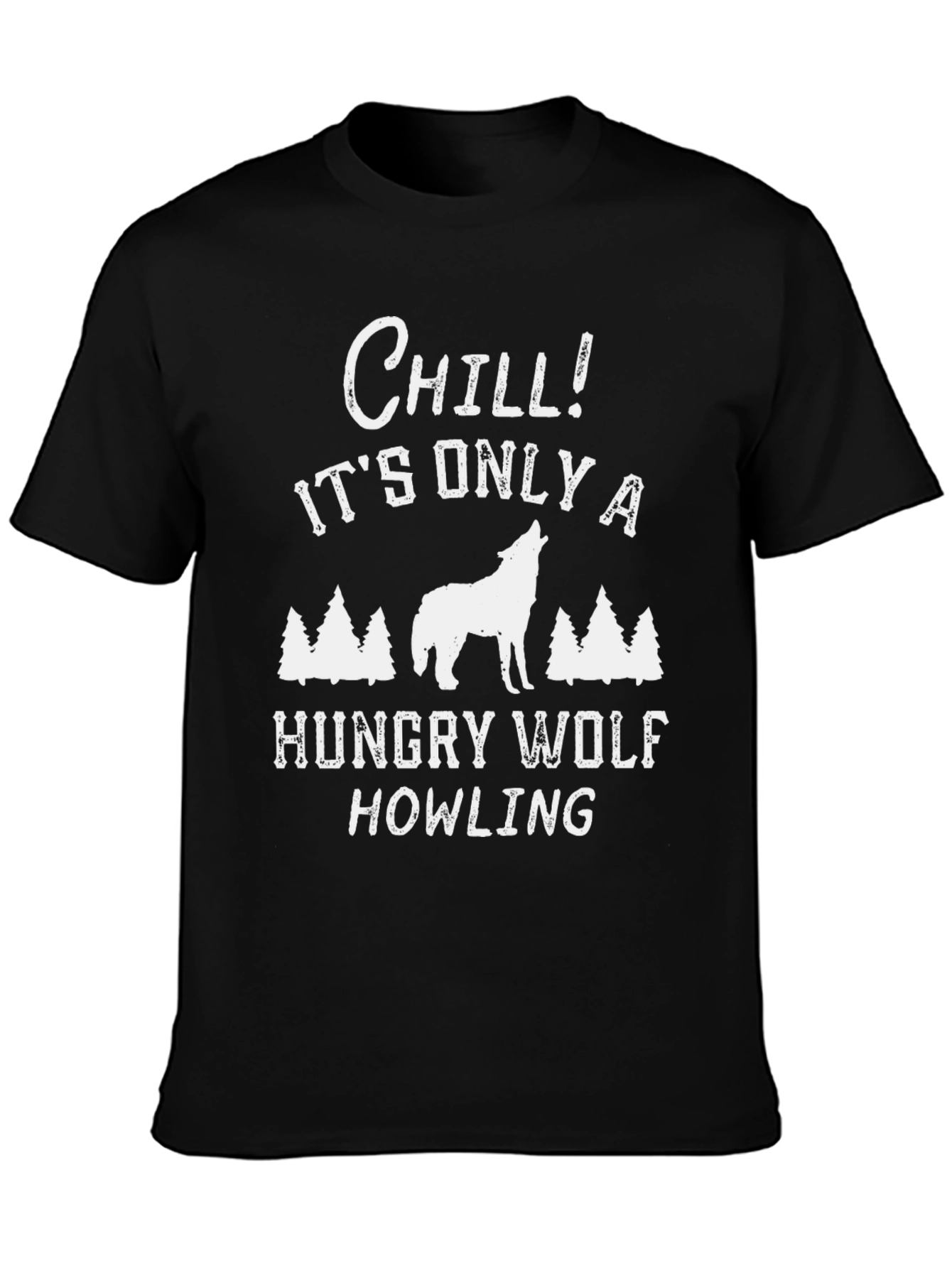 Black Chill Hungry Wolf Howling Men's Graphic Tee view 3