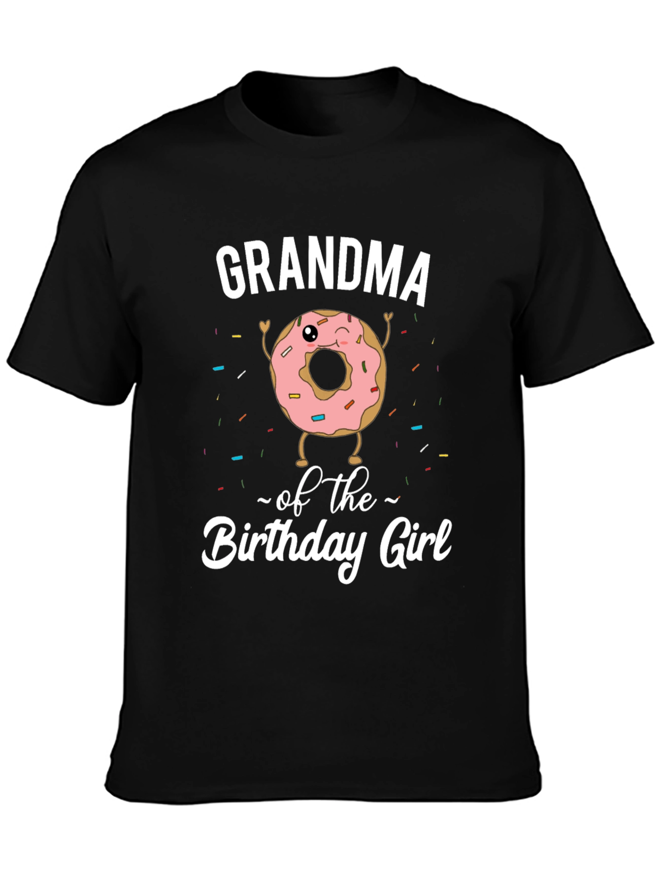 Black Grandma Birthday Girl Donut T-Shirt view 3