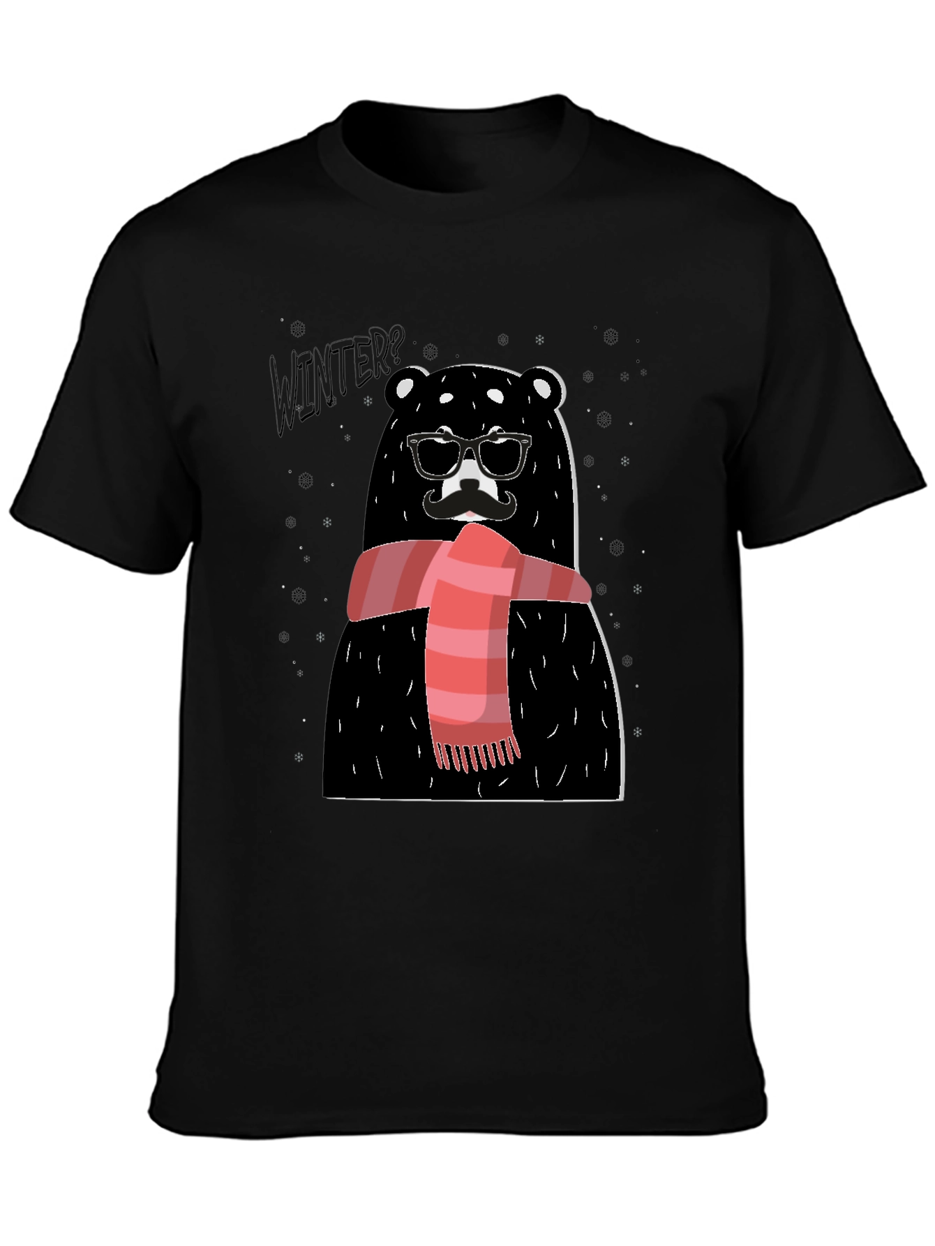Black Winter Bear Graphic Tee - Stylish Holiday Design view 3