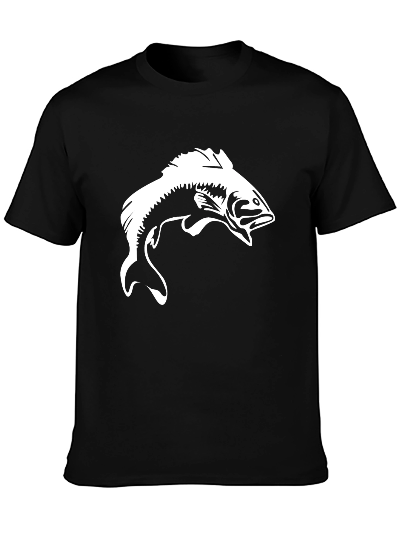 Black Bass Fishing Graphic Tee - Black Cotton T-Shirt view 3