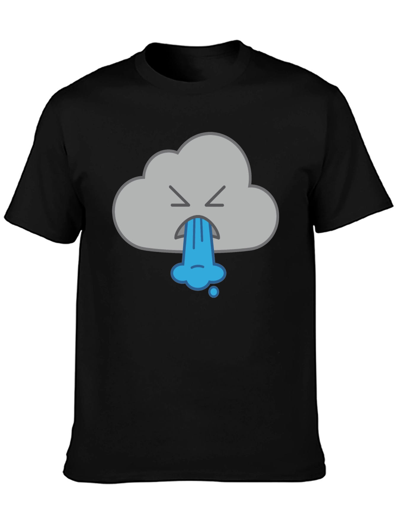 Black Funny Vomiting Cloud Graphic Tee - Black view 3