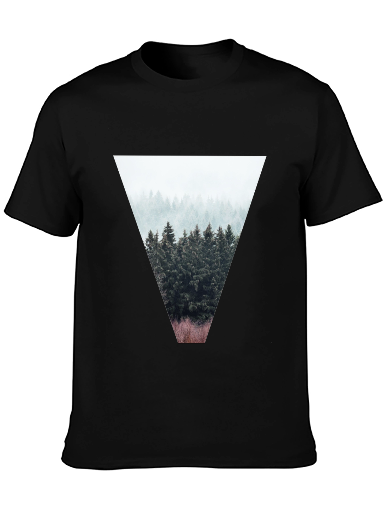Black Nature Triangle Graphic T-Shirt - Black view 3