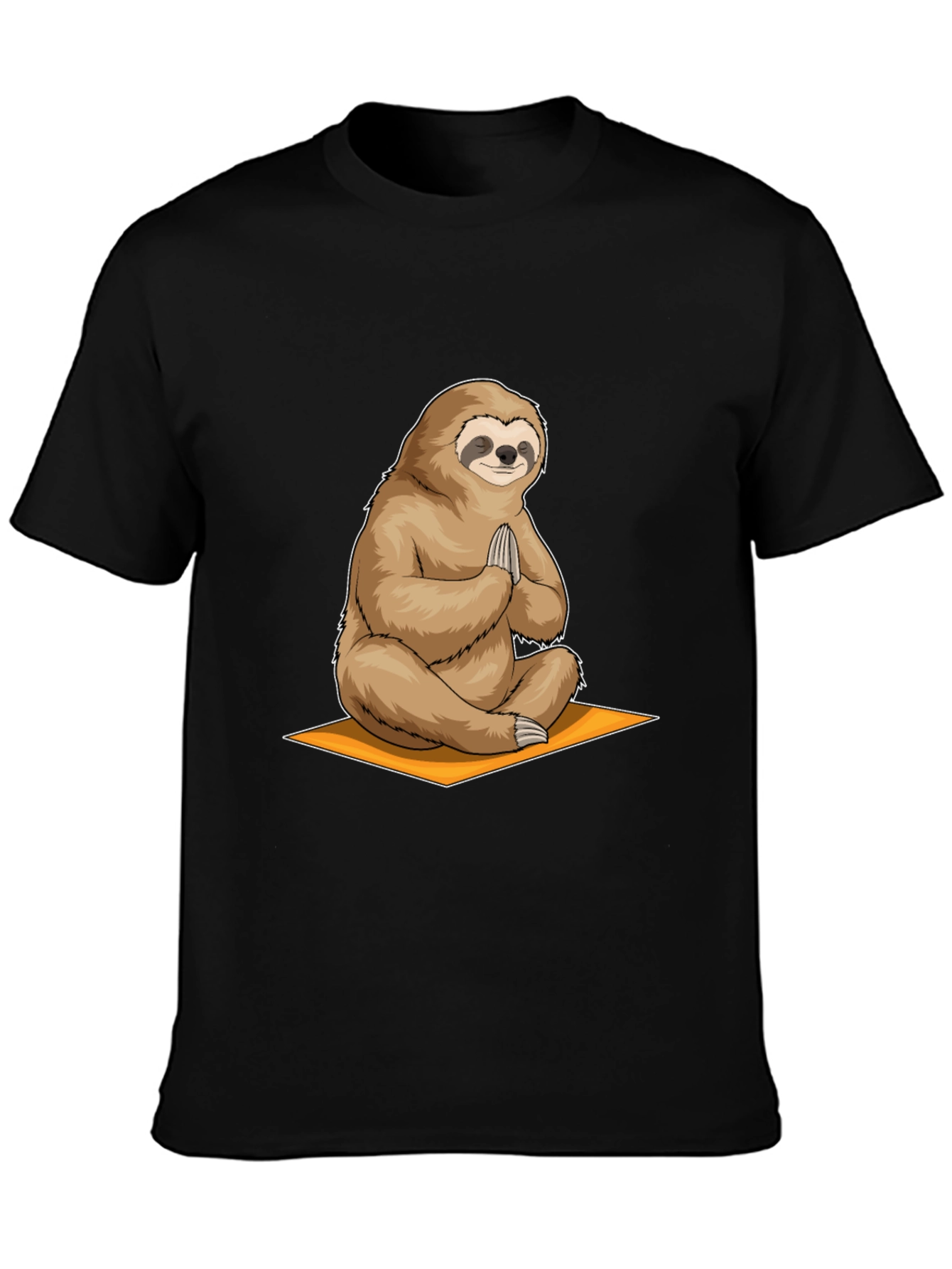 Black Meditating Sloth Graphic Tee - Relaxation Shirt view 3