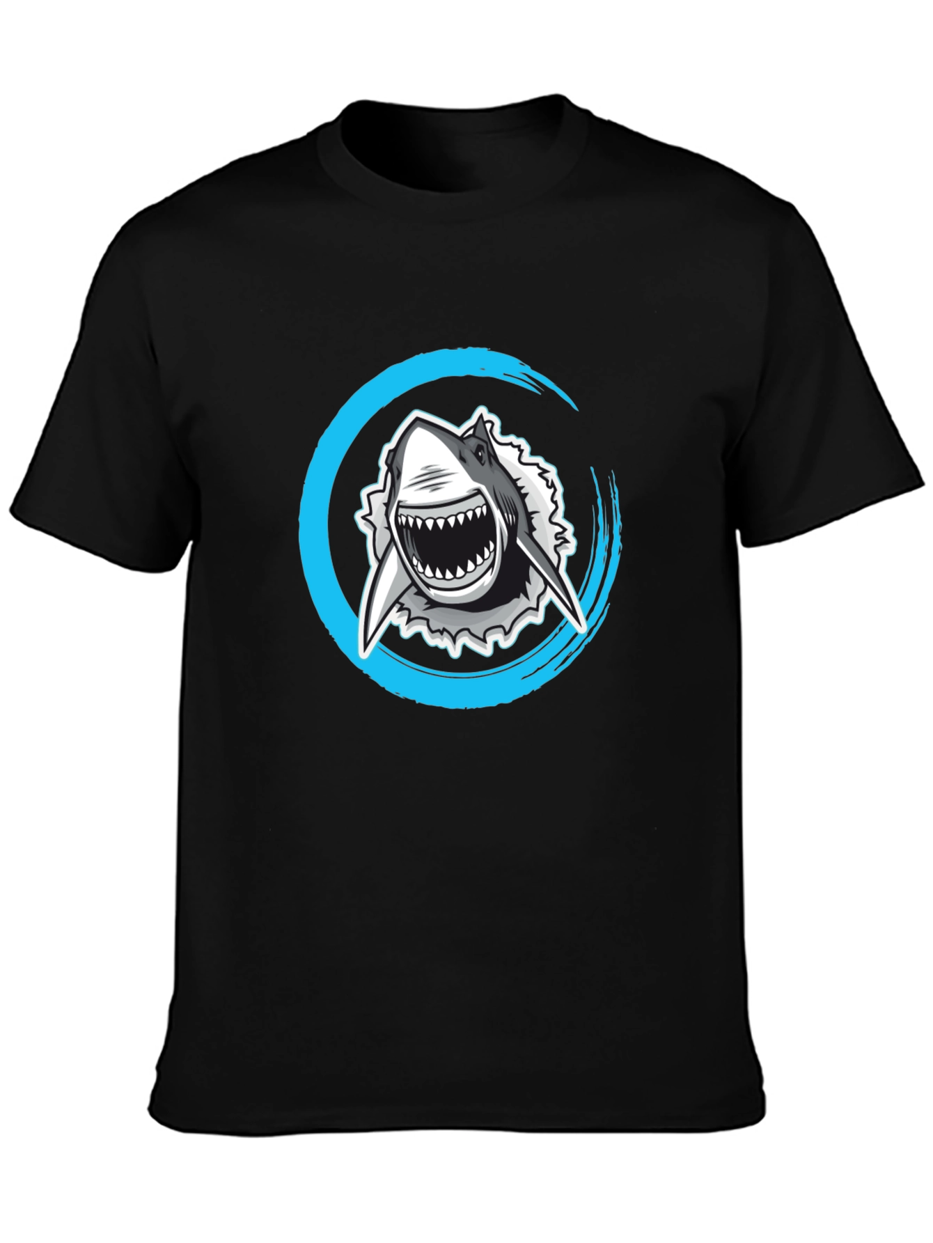 Black Shark Graphic Tee -  Circular Burst Design view 3