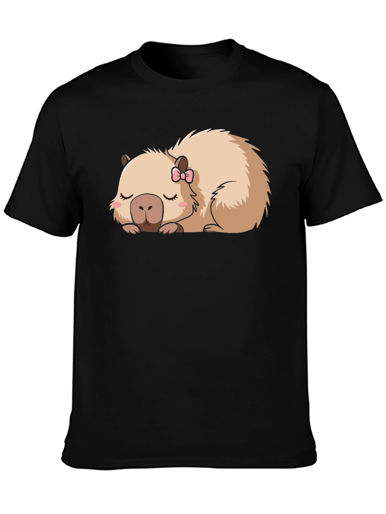 Black Capybara Bow T-Shirt view 3