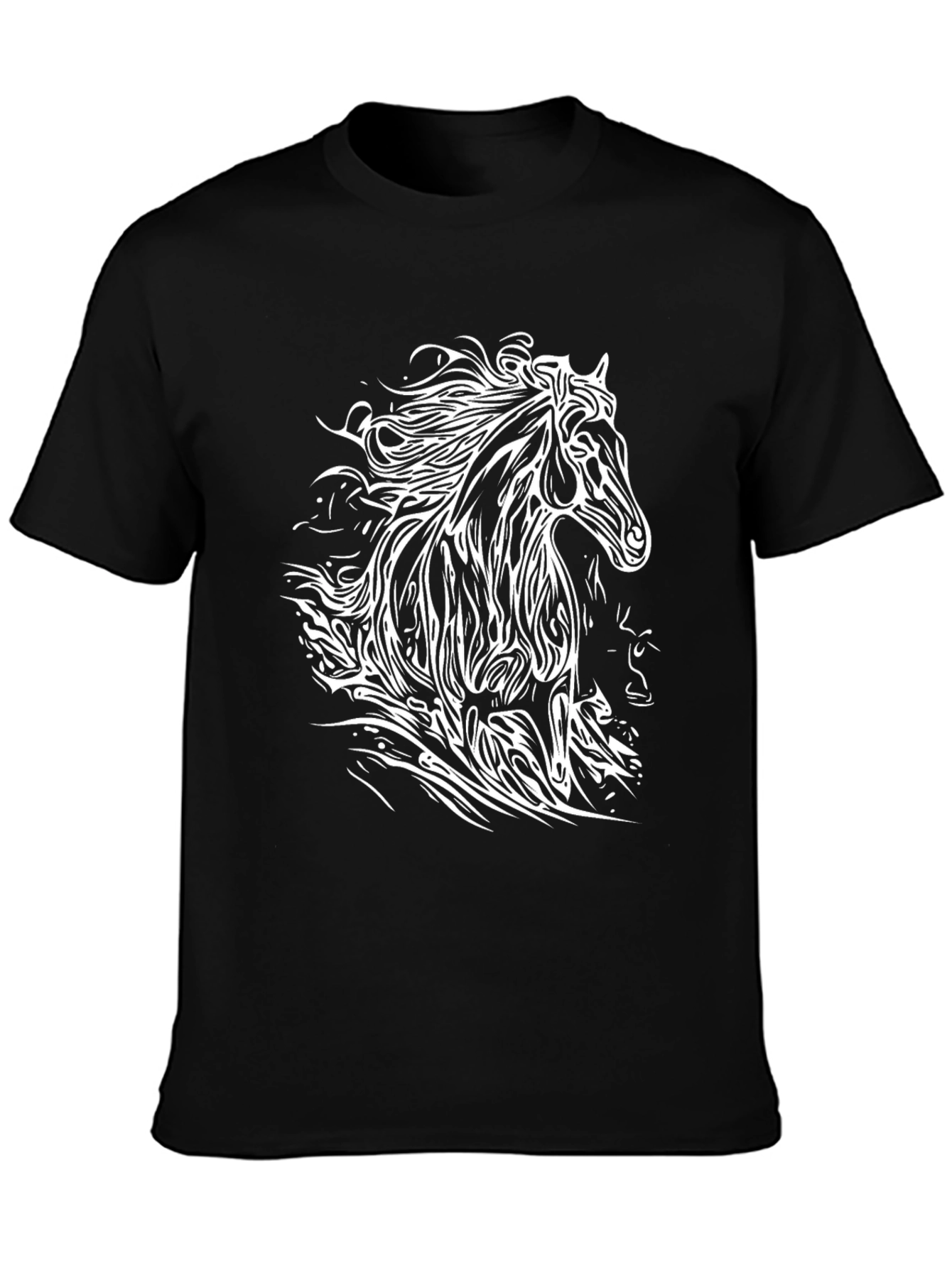 Black Horse Graphic Black T-Shirt for Men view 3