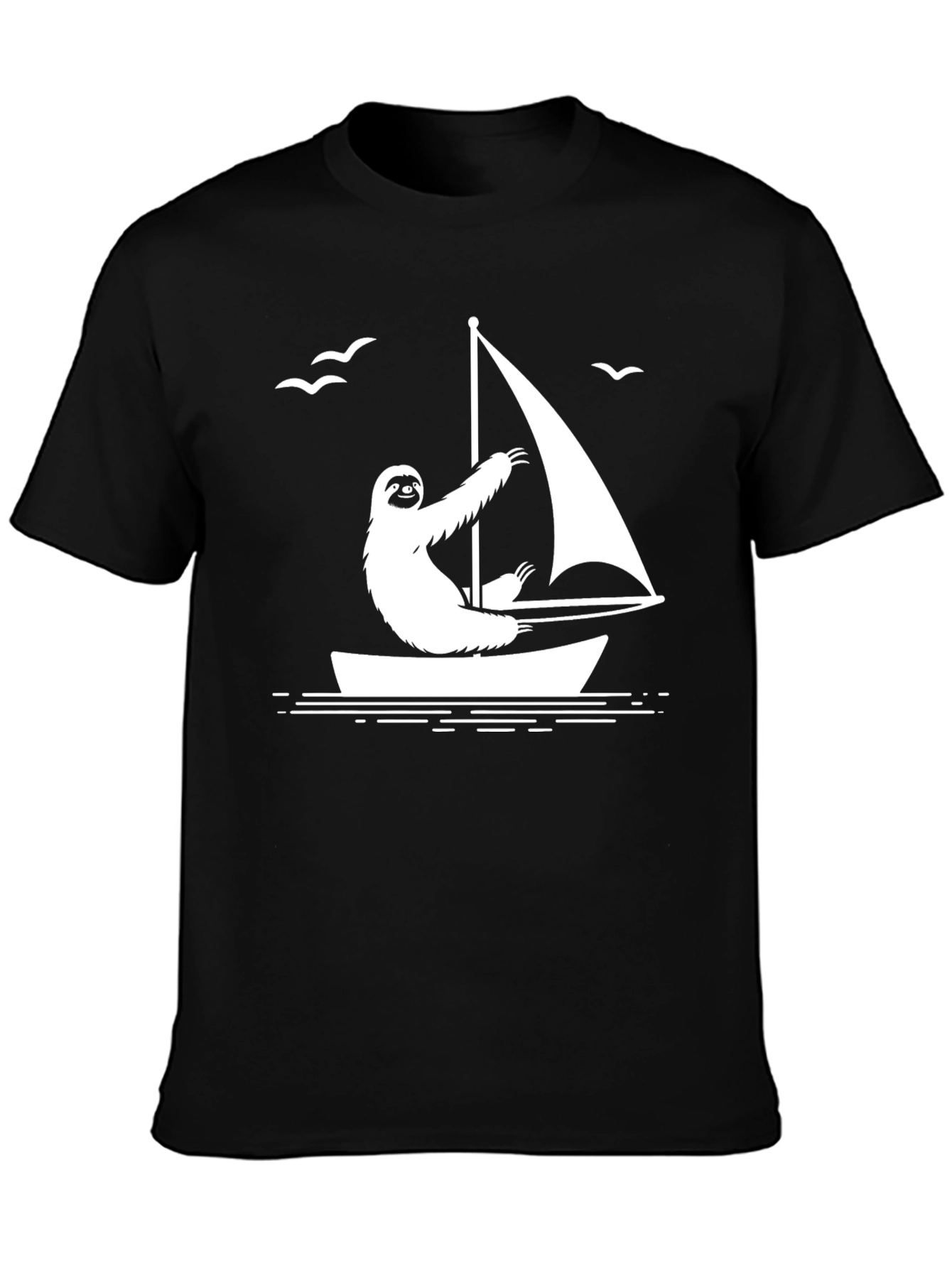 Black Sloth Sailing T-Shirt - Relaxed & Unique Design view 3