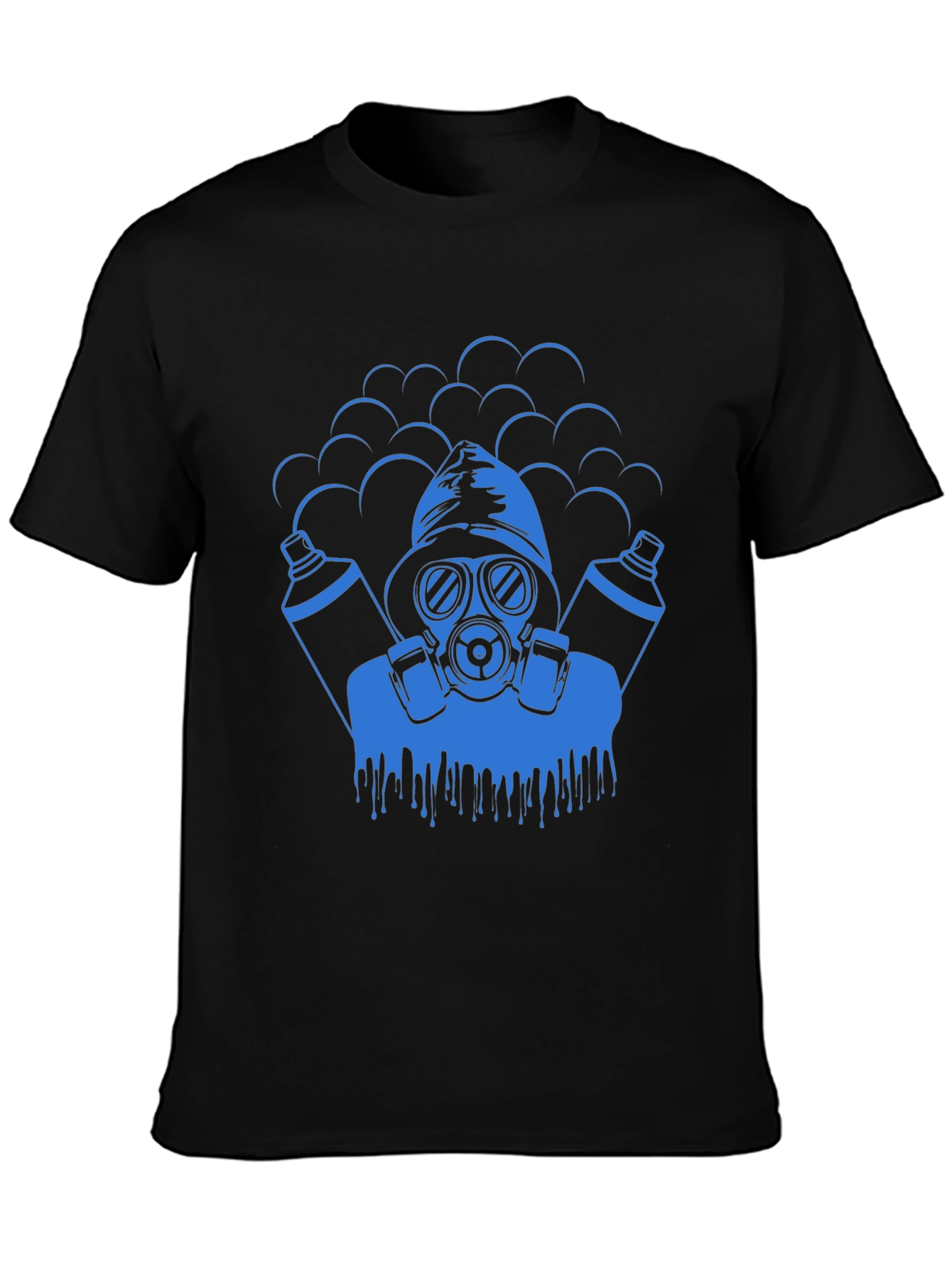 Black Cool Graphic Tee - Gas Mask Graffiti Artist view 3
