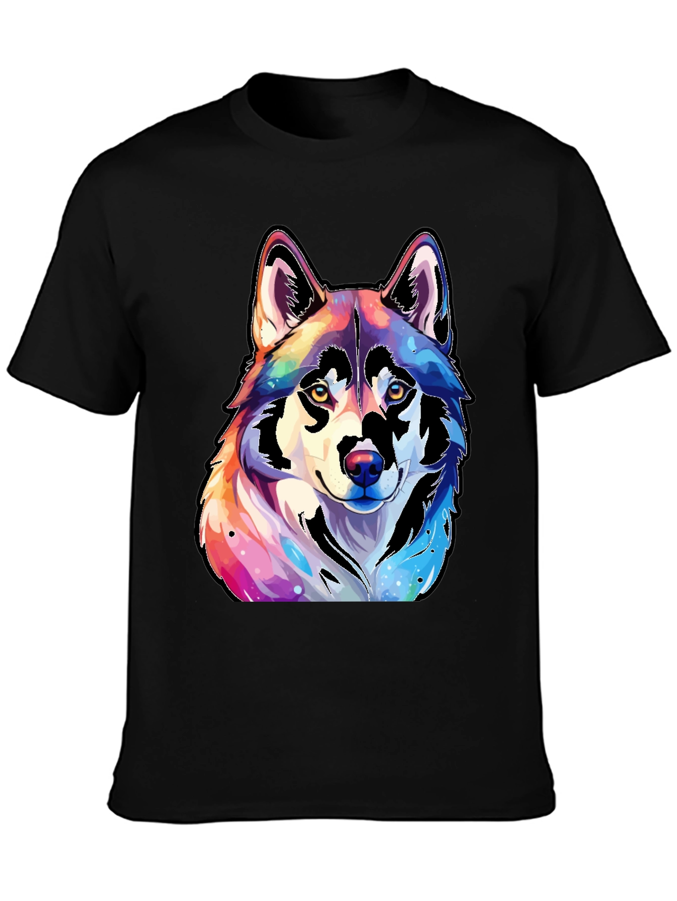 Black Rainbow Wolf Graphic Tee - Unisex view 3