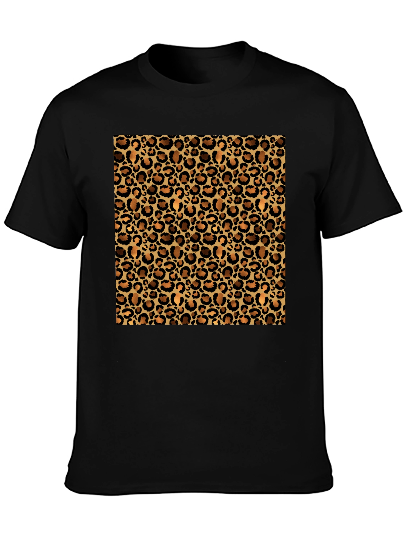 Black Leopard Print Black T-Shirt - Casual Fashion view 3