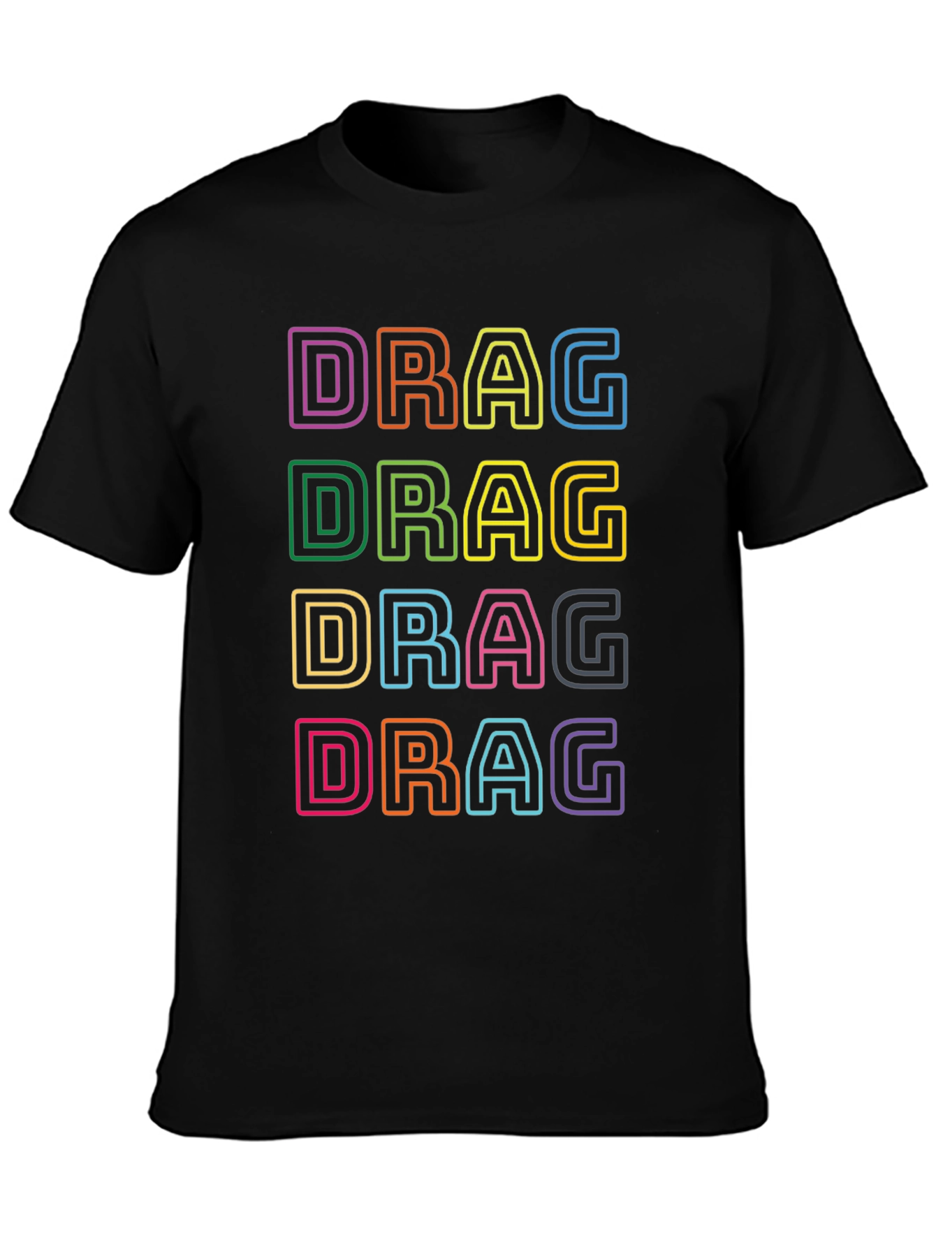 Black Retro Drag Graphic T-Shirt - Colorful Design view 3