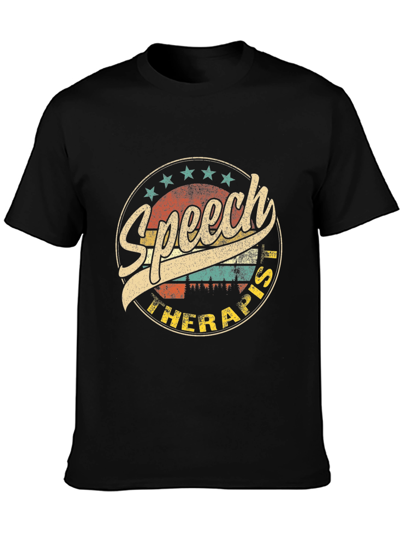 Black Speech Therapist Retro Style Graphic T-Shirt view 3