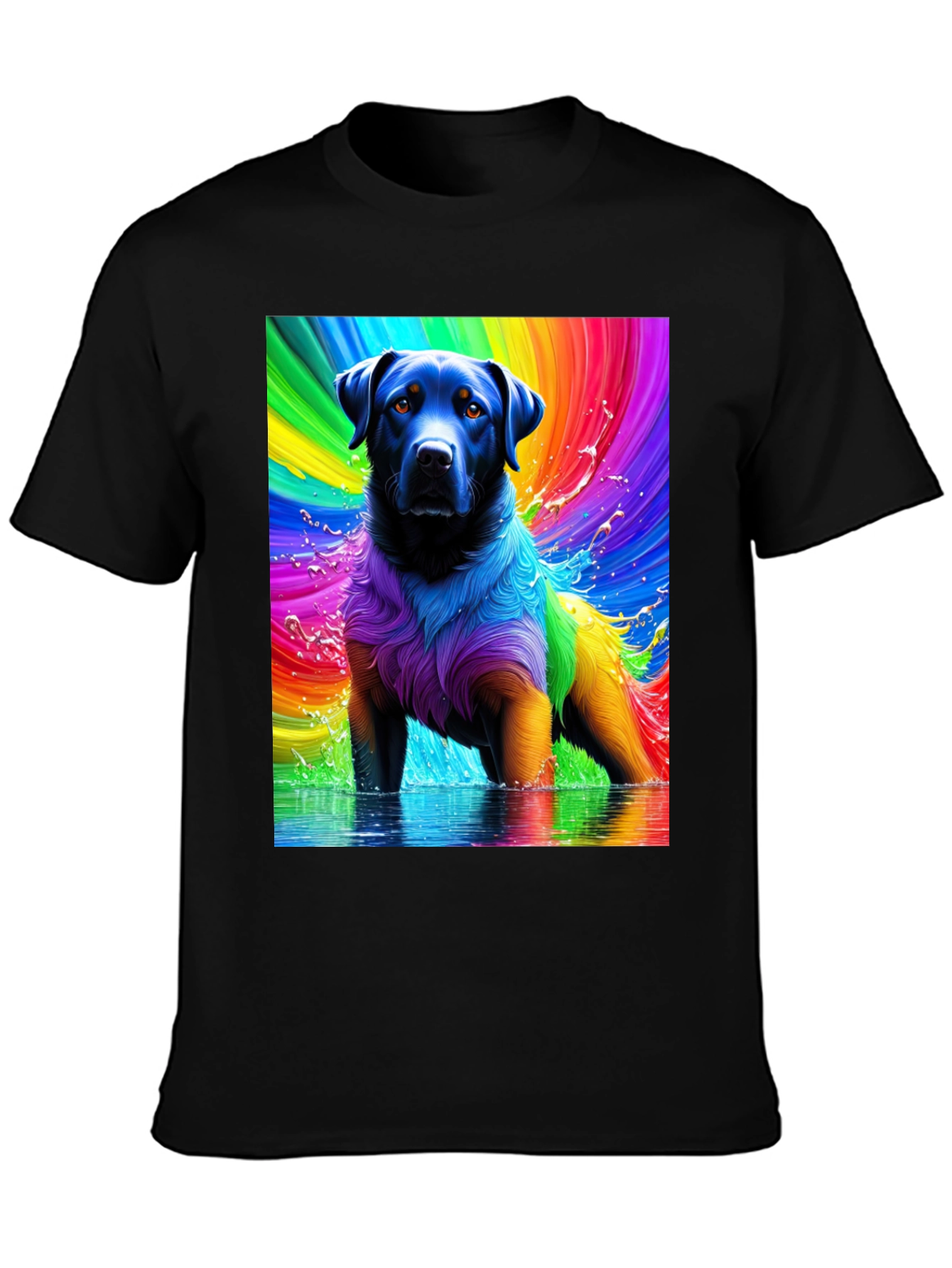 Rainbow Dog T-Shirt - Vivid Pet Art Tee - 3