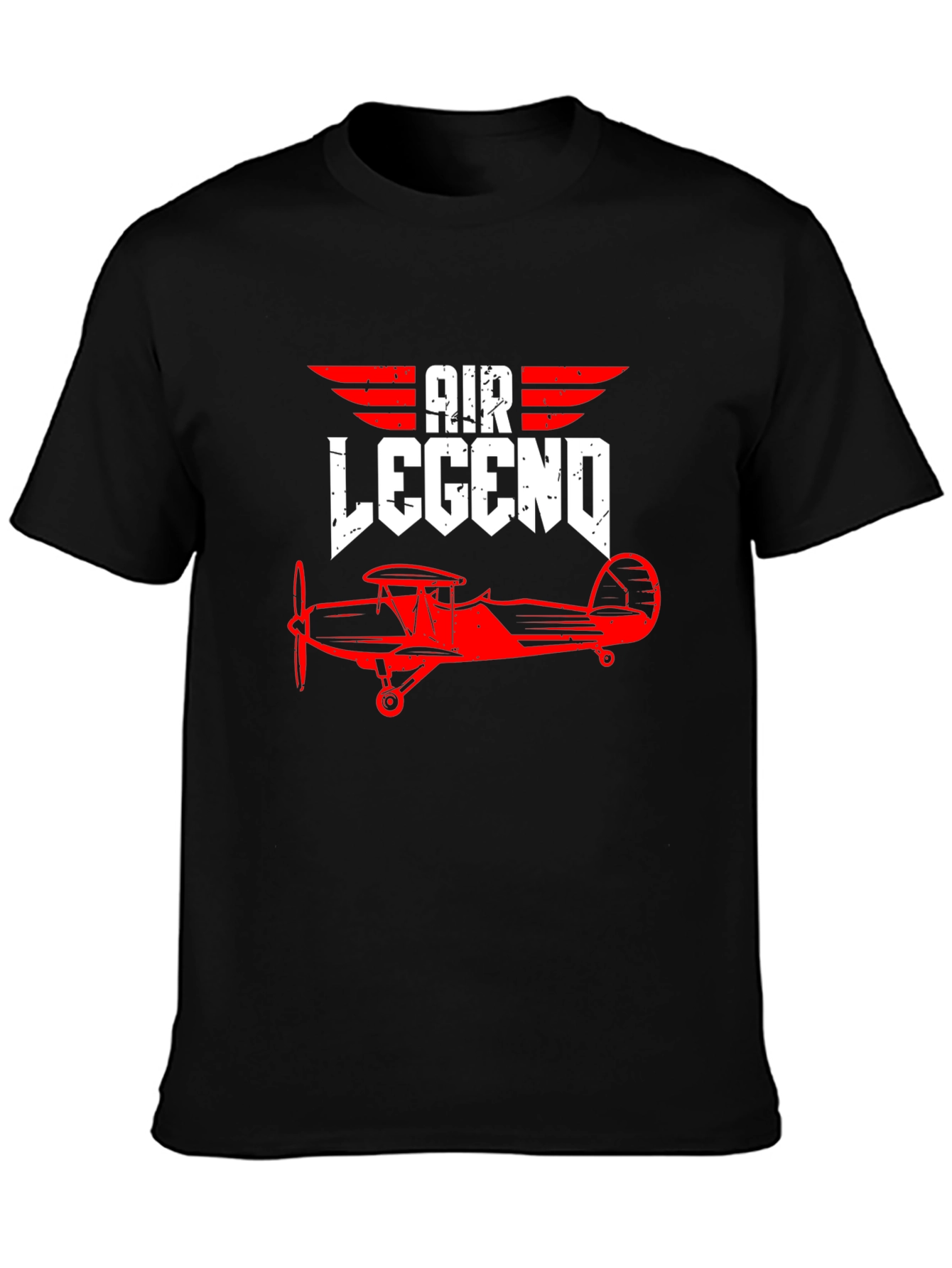 Black Air Legend Vintage Biplane Graphic Tee - Pilot Aviation Shirt view 3