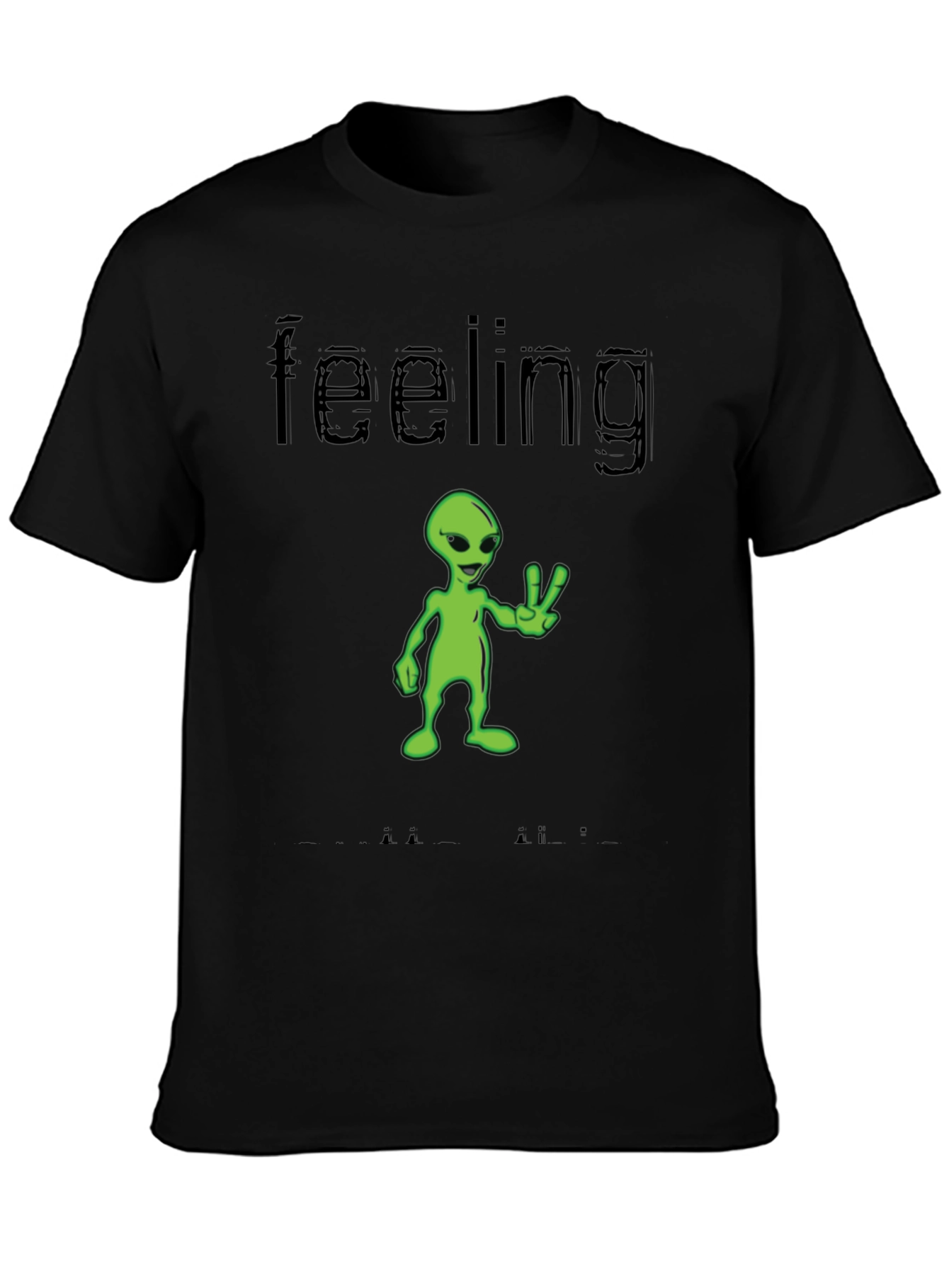 Black Feeling Alien T-Shirt - Black Graphic Tee view 3