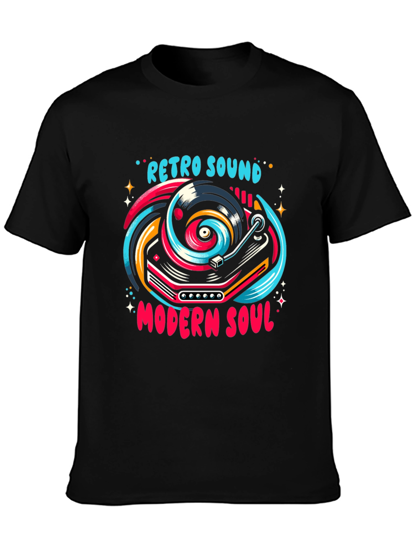 Black Retro Sound Modern Soul Graphic Tee - Black Cotton Blend view 3
